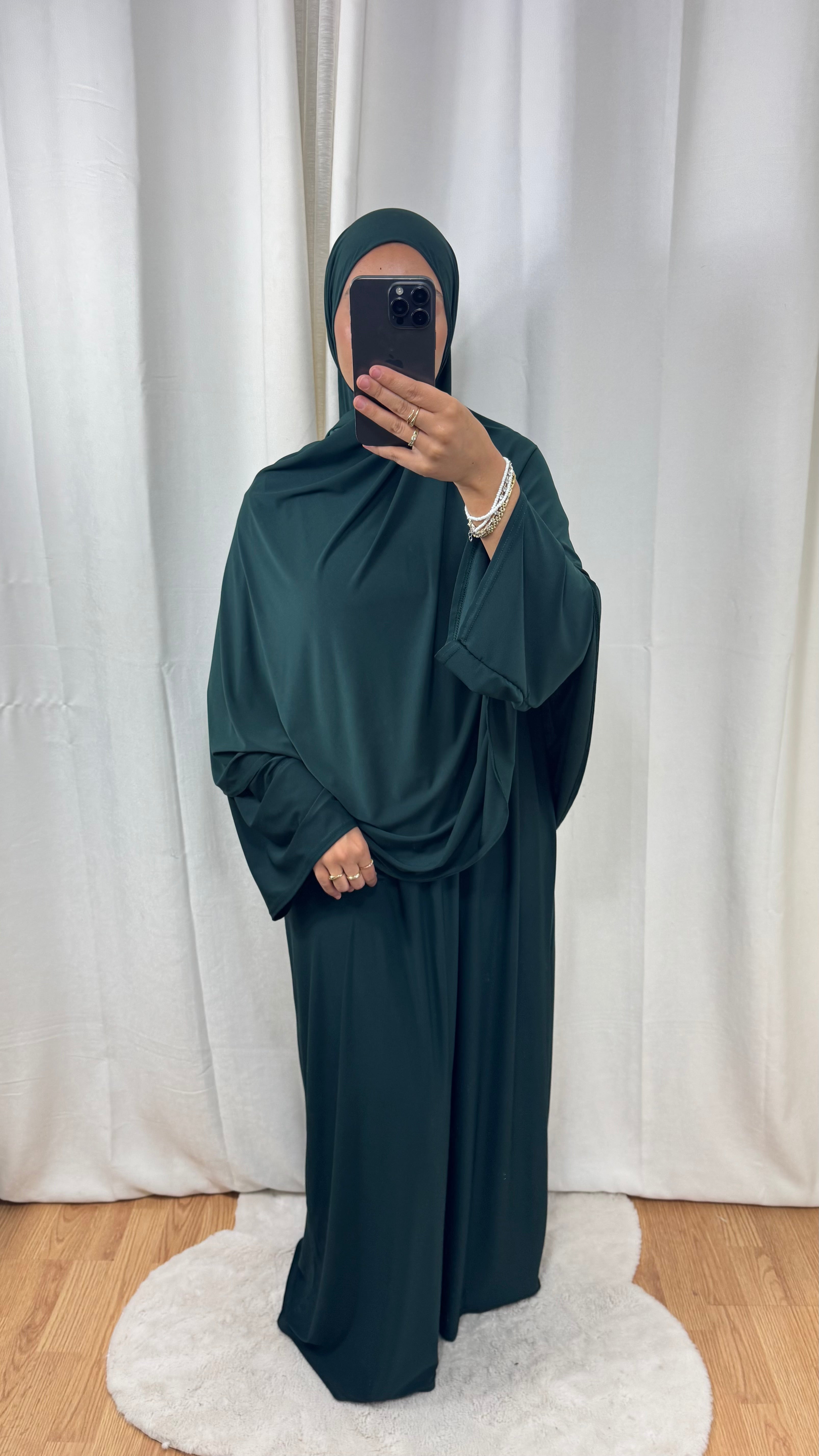 SET ABAYA KHIMAR JERSEY PREMIUM DE LUXE - VERT ÉMERAUDE