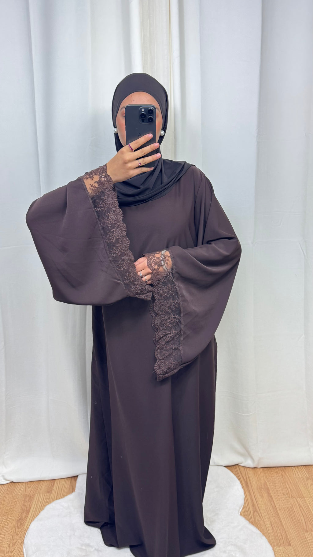 ABAYA DENTELLE - MARRON