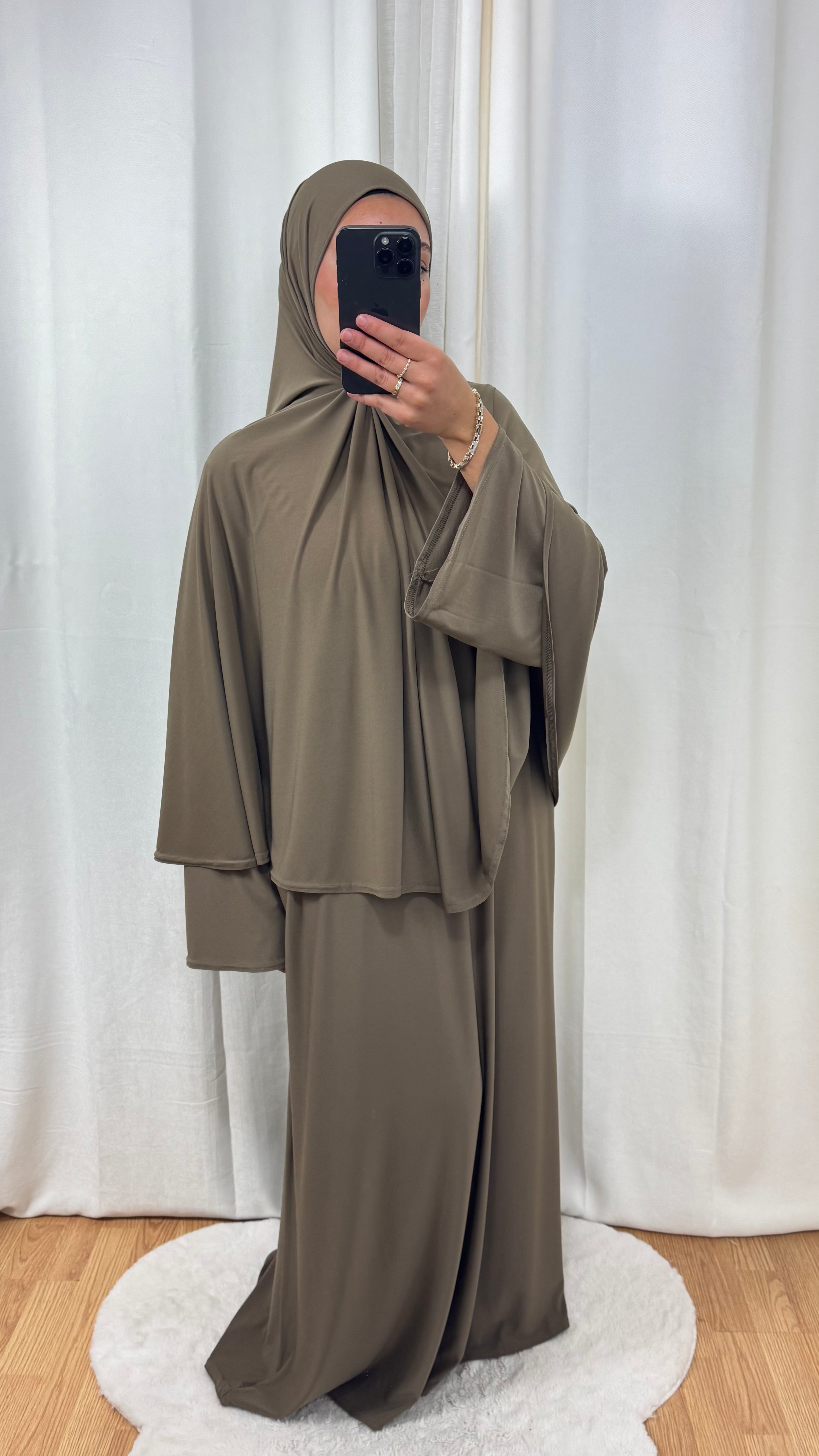 SET ABAYA KHIMAR JERSEY PREMIUM DE LUXE - CACHEMIR