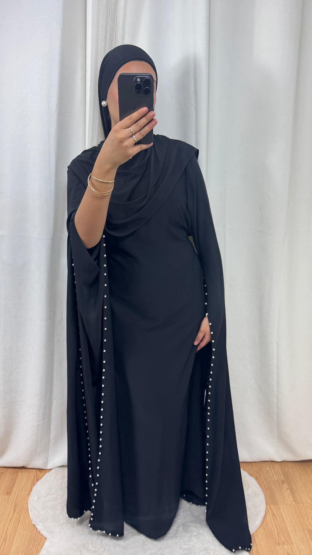 ABAYA PERLES - NOIR