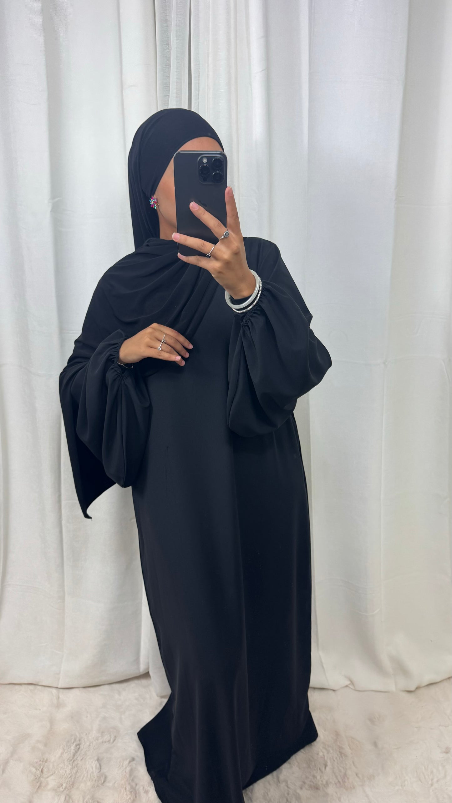 ABAYA MANCHE BALLON - NOIR