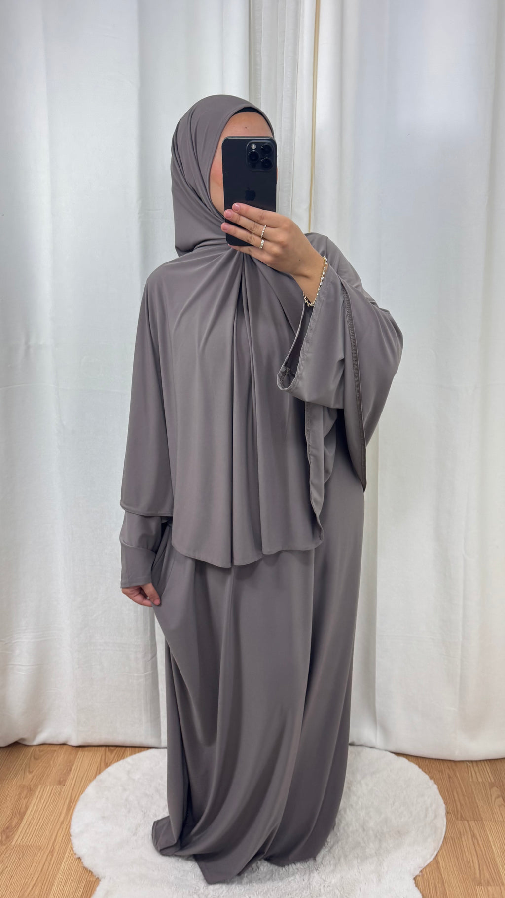 SET ABAYA KHIMAR JERSEY PREMIUM DE LUXE - TAUPE