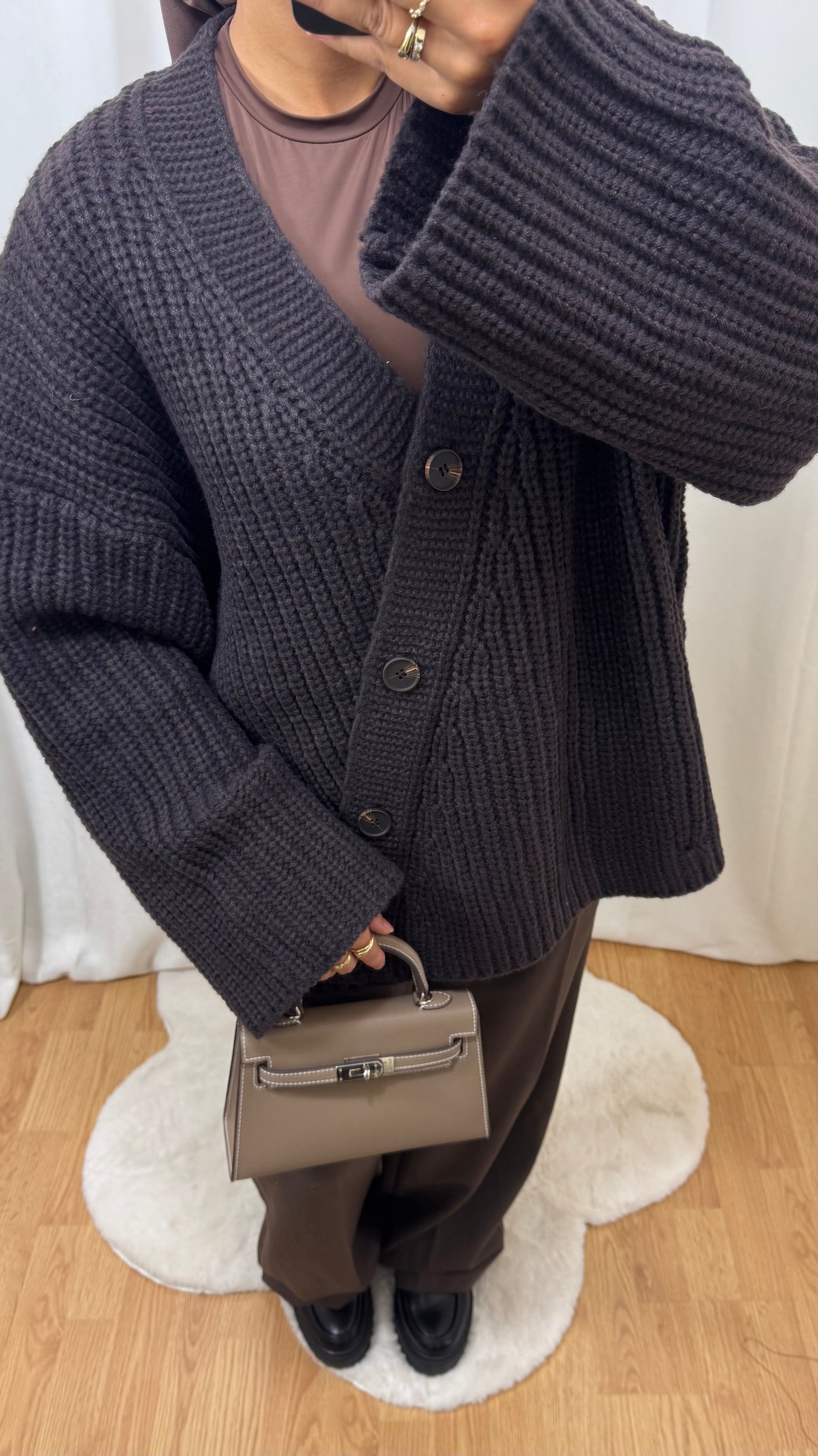 CARDIGAN CŒUR - BRUN