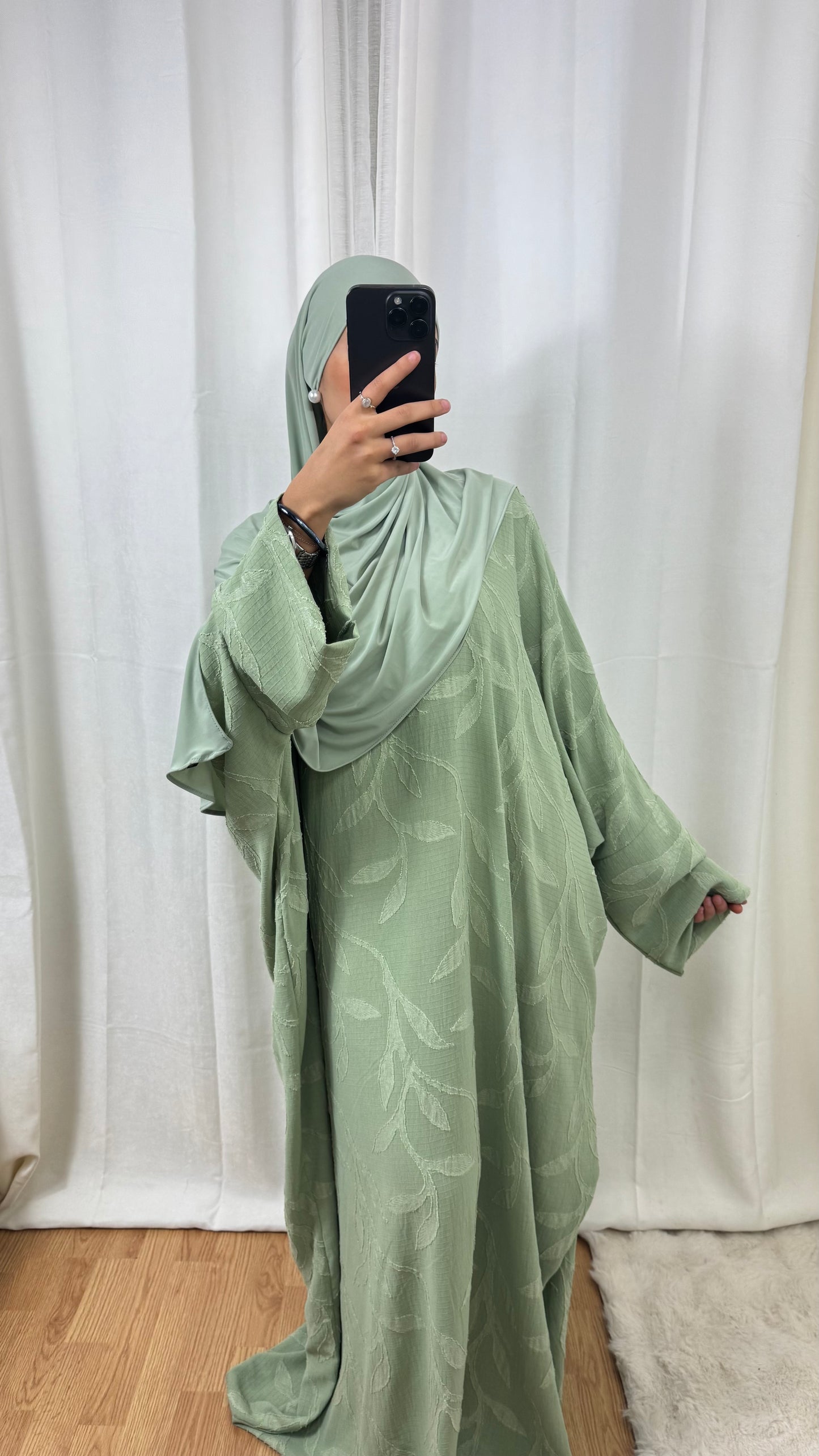 ABAYA FLORA - VERT D’EAU