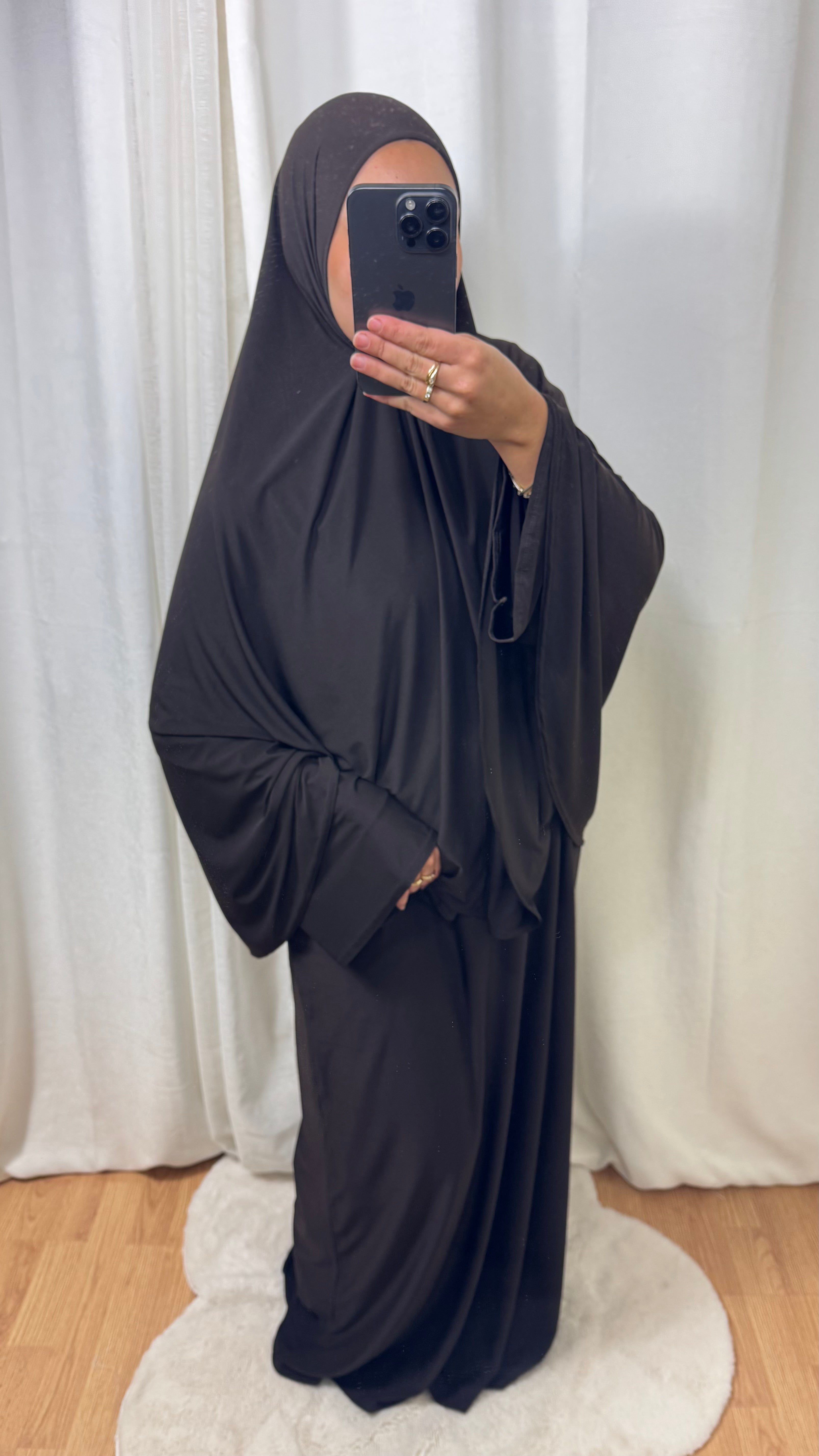 SET ABAYA KHIMAR JERSEY PREMIUM DE LUXE - MARRON