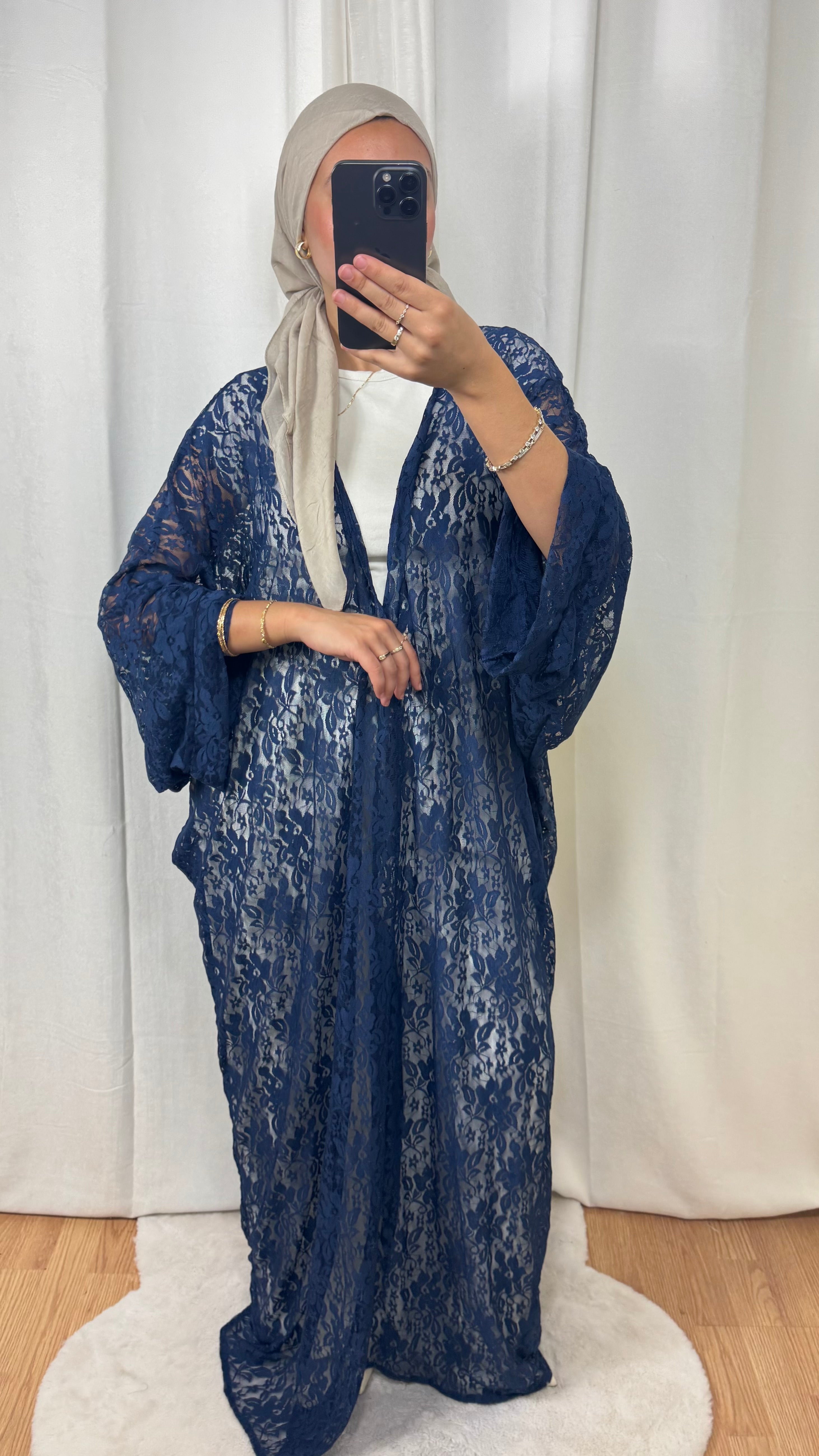 CRÉATION KIMONO DENTELLE - BLEU MARINE