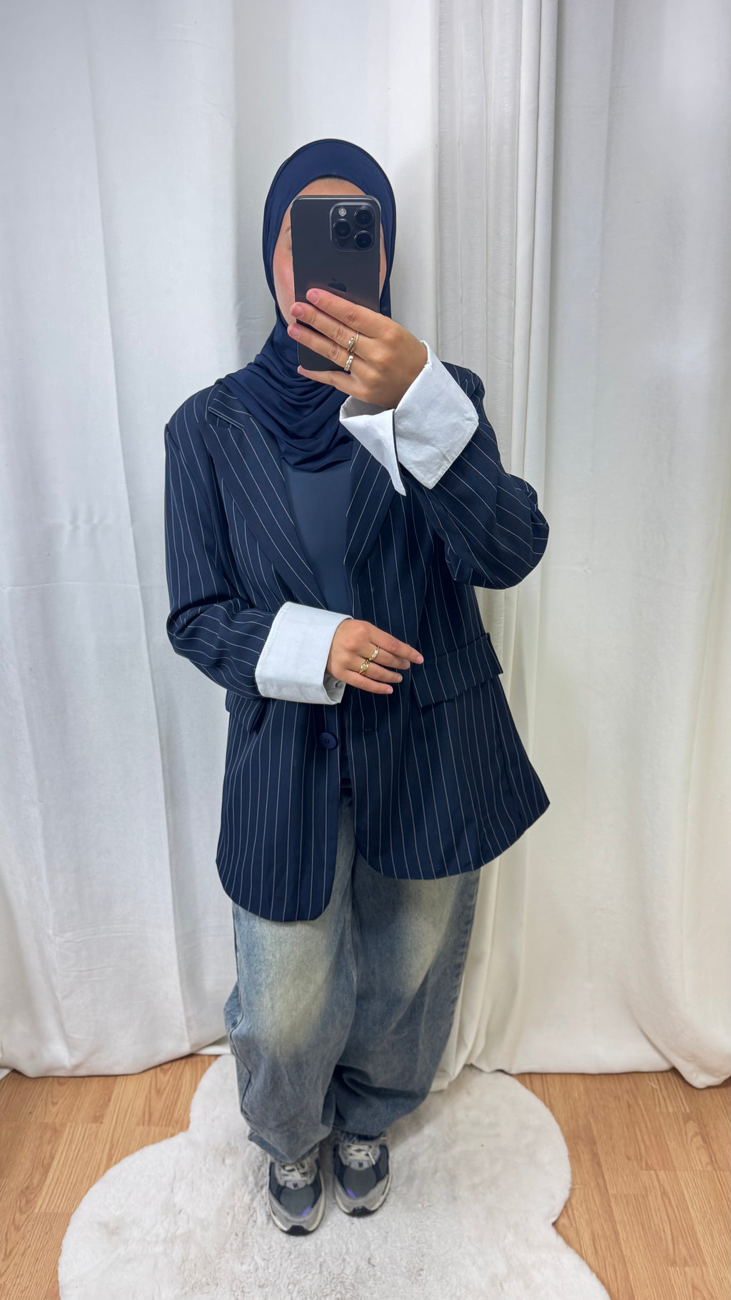 BLAZER À RAYURE - BLEU MARINE