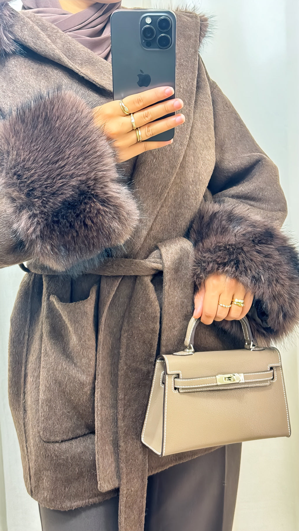 MANTEAU EN LAINE - MARRON