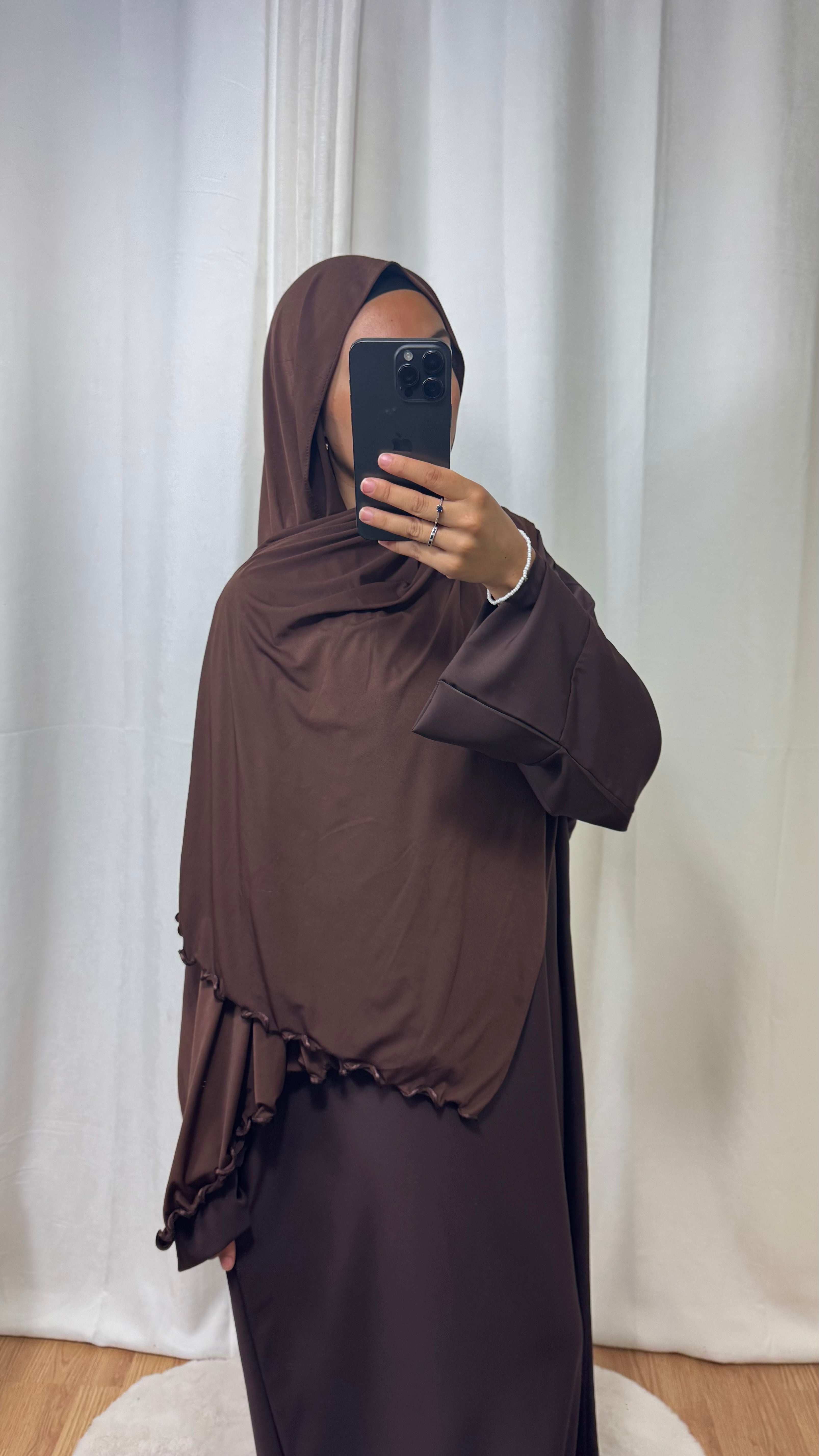 JERSEY PREMIUM BOUCLE SATIN - MARRON
