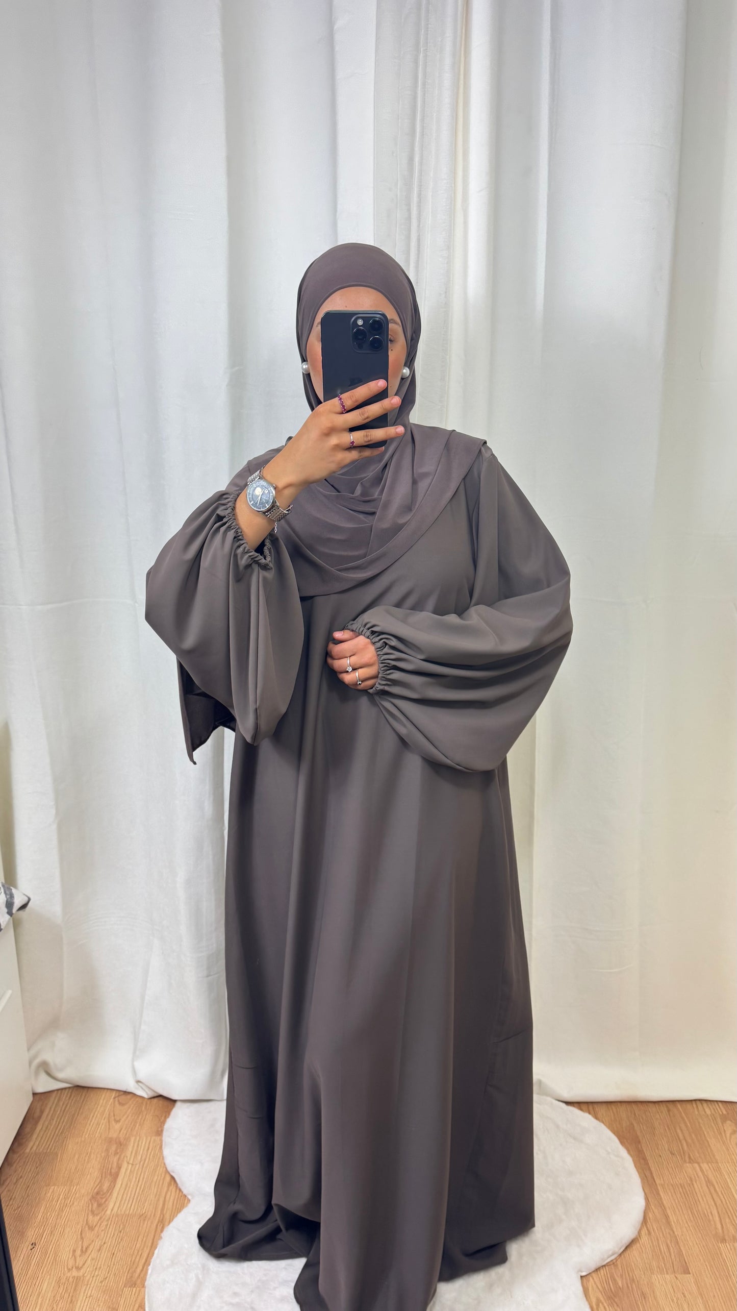 ABAYA MANCHE BALLON - TAUPE