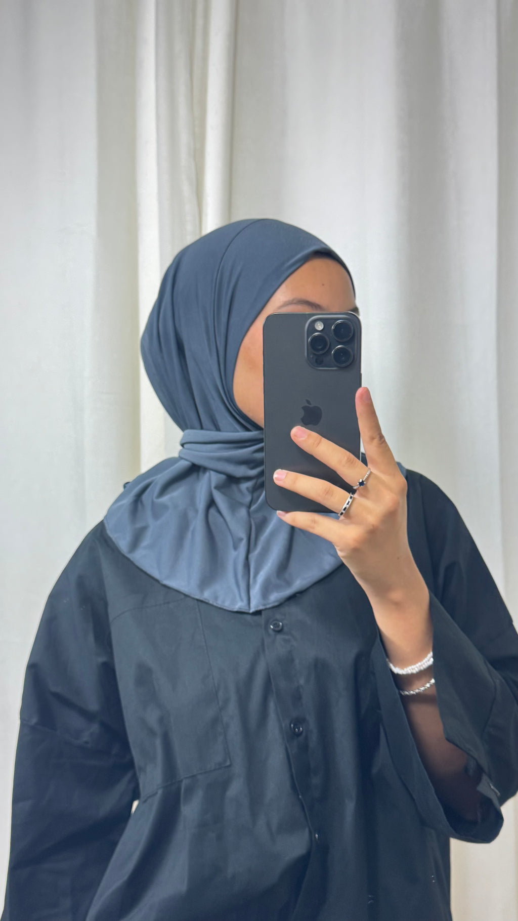 HIJAB À ENFILER JERSEY PREMIUM BOUTON PRESSION - GRIS ANTHRACITE