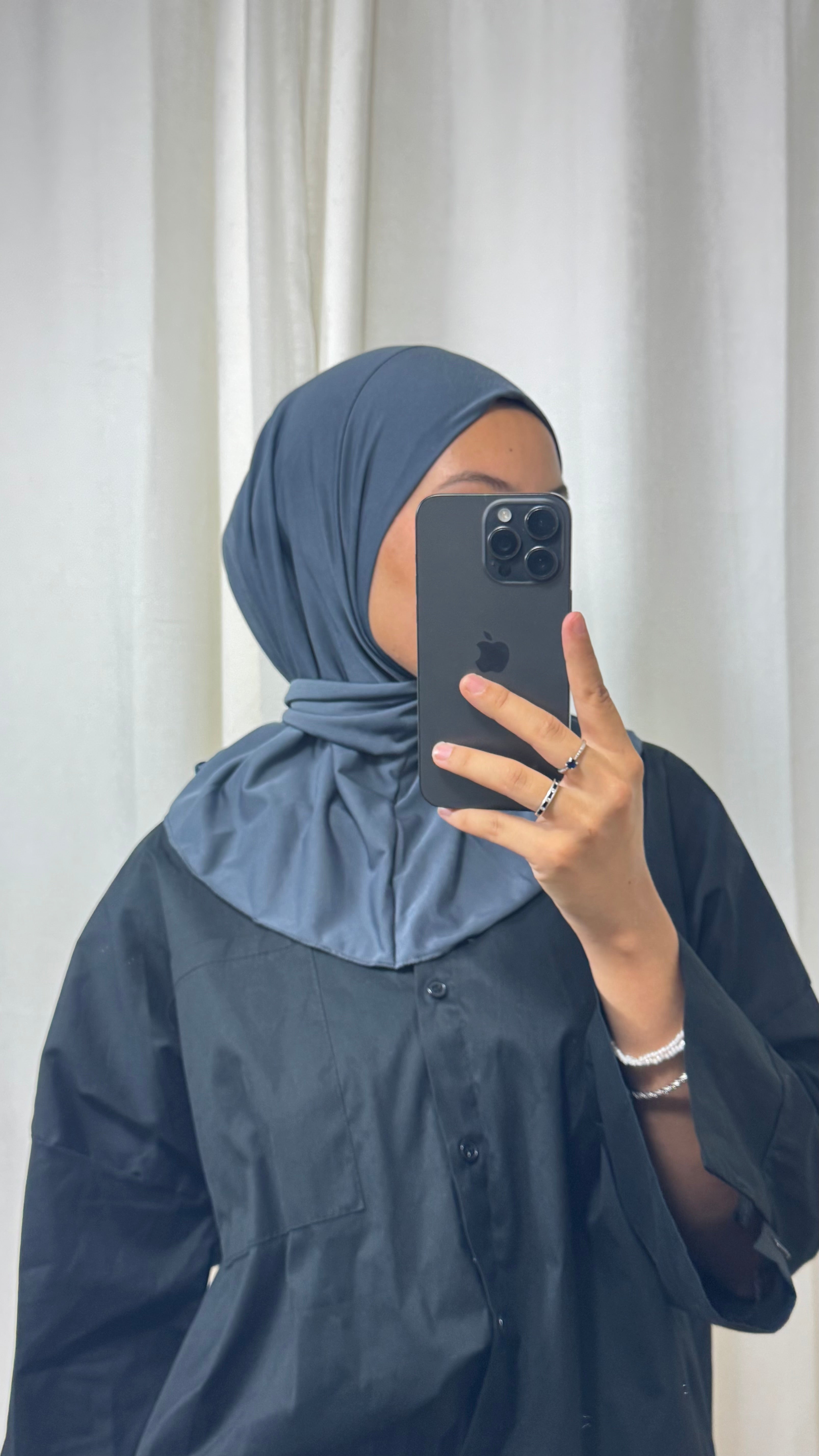 HIJAB À ENFILER JERSEY PREMIUM BOUTON PRESSION - GRIS ANTHRACITE