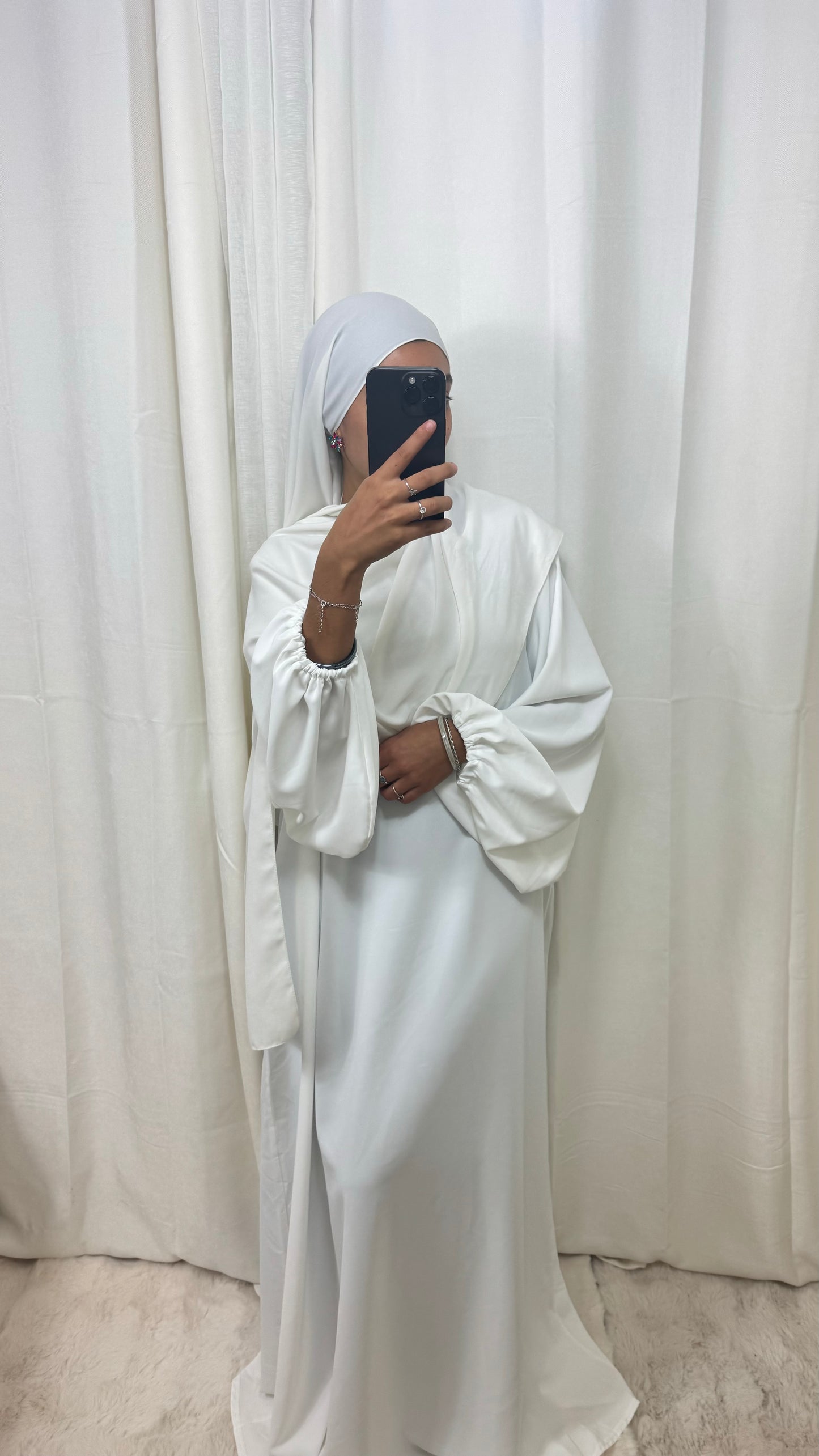 ABAYA MANCHE BALLON - BLANCHE