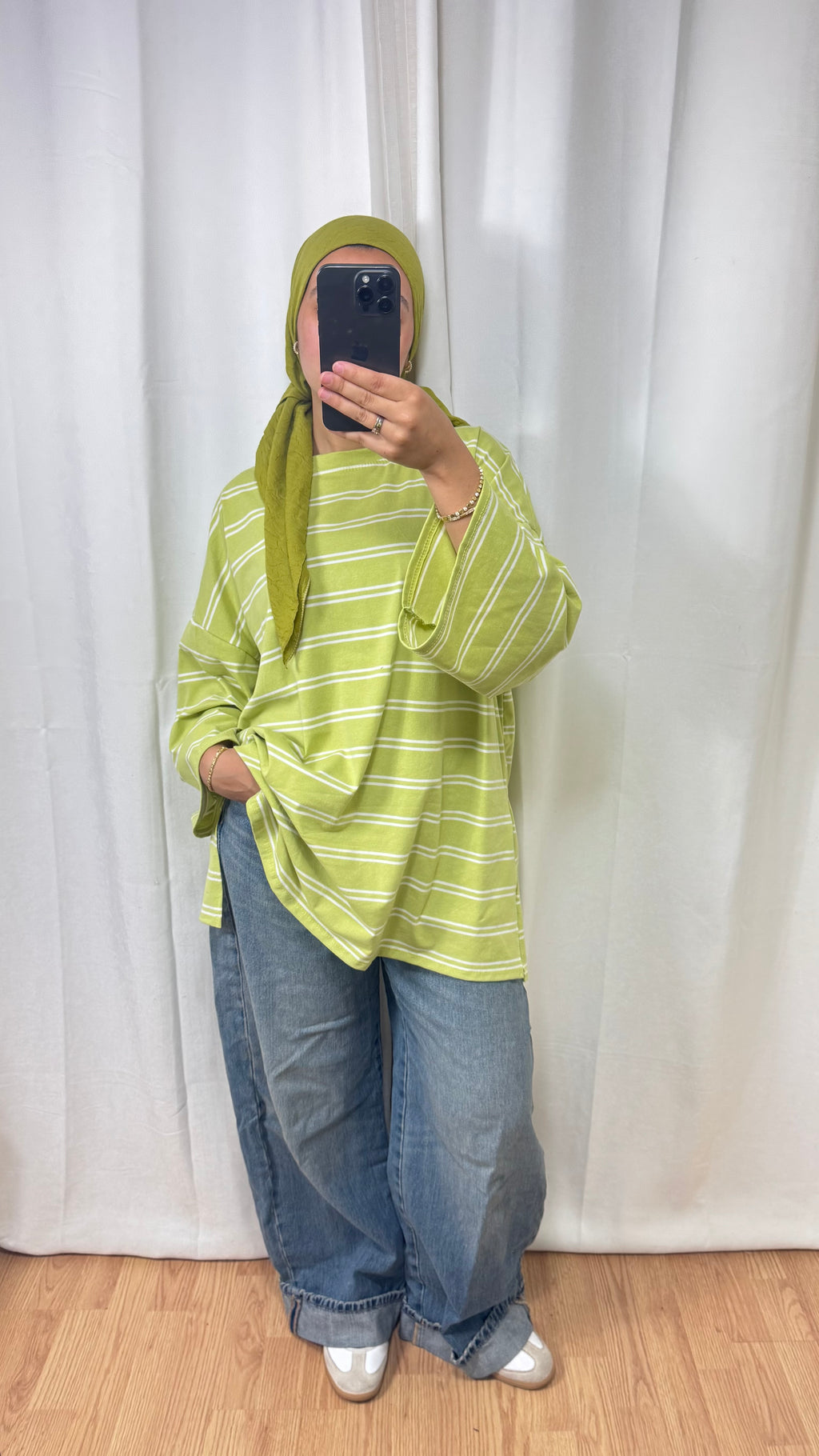 T-SHIRT RAYÉ  - VERT ANIS