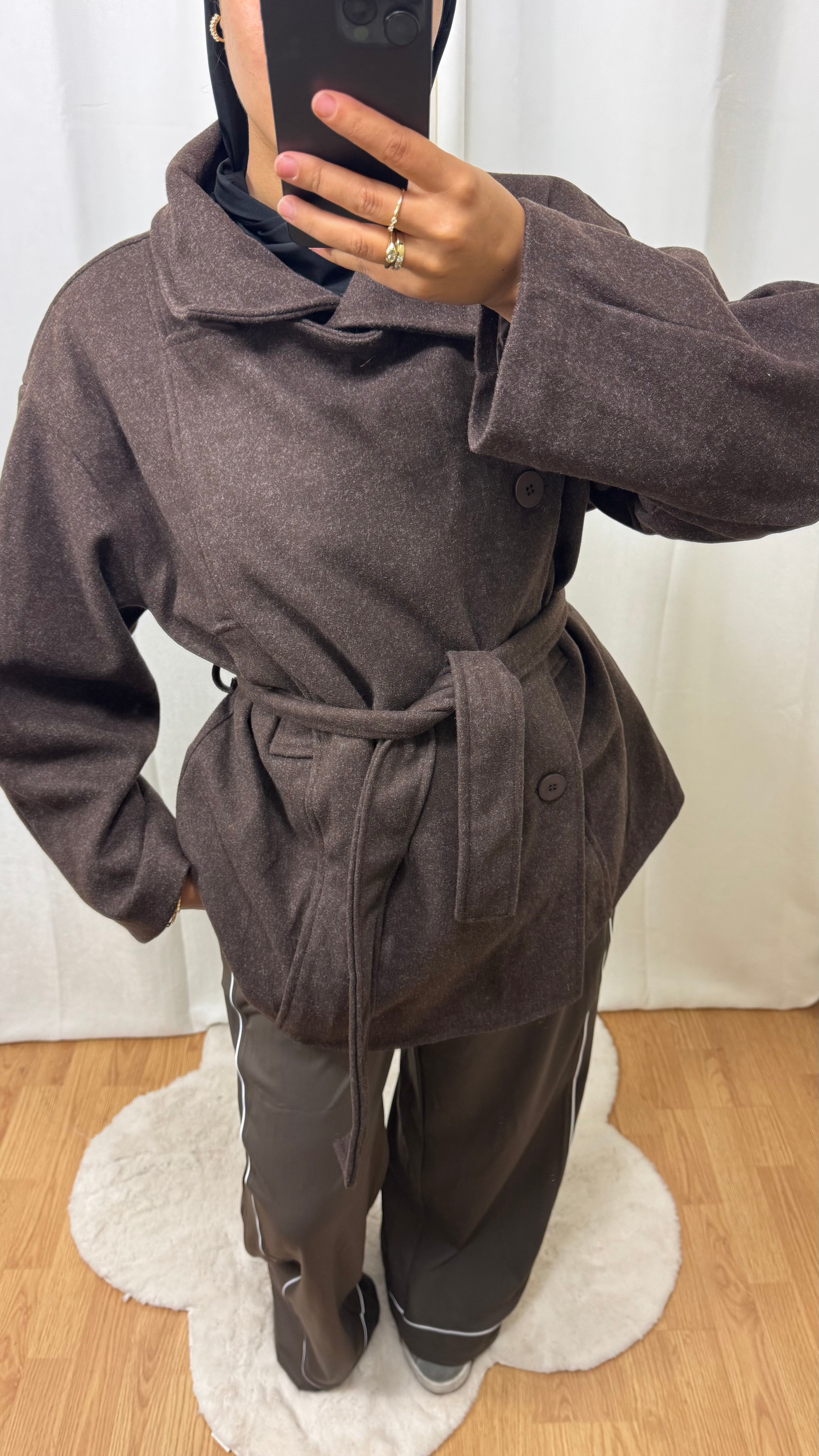 MANTEAU MI LONG - MARRON