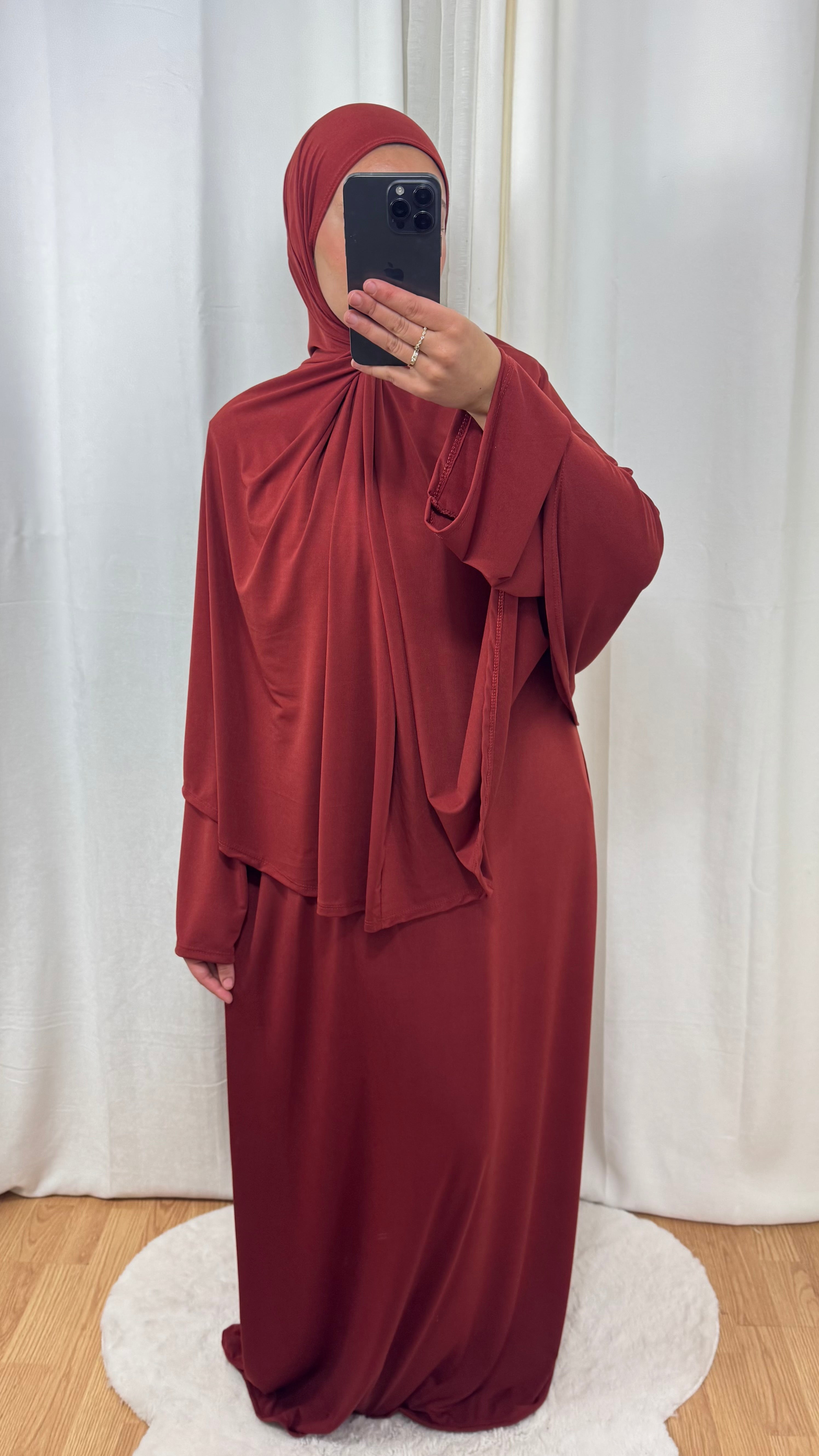 SET ABAYA KHIMAR JERSEY PREMIUM DE LUXE - TERRACOTTA