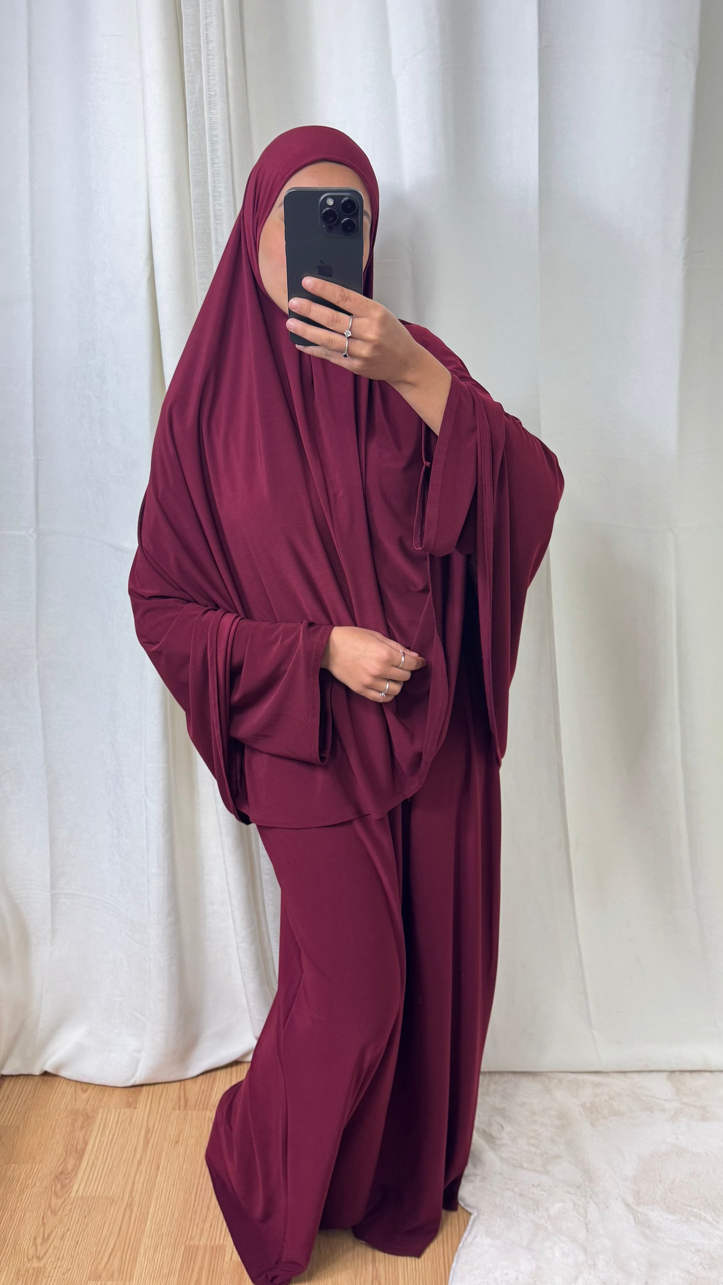 SET ABAYA KHIMAR JERSEY PREMIUM DE LUXE - BORDEAUX