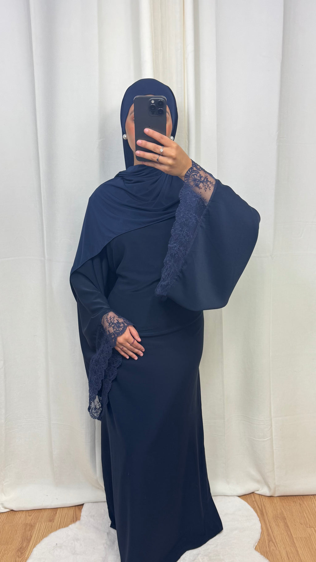 ABAYA DENTELLE - BLEU MARINE