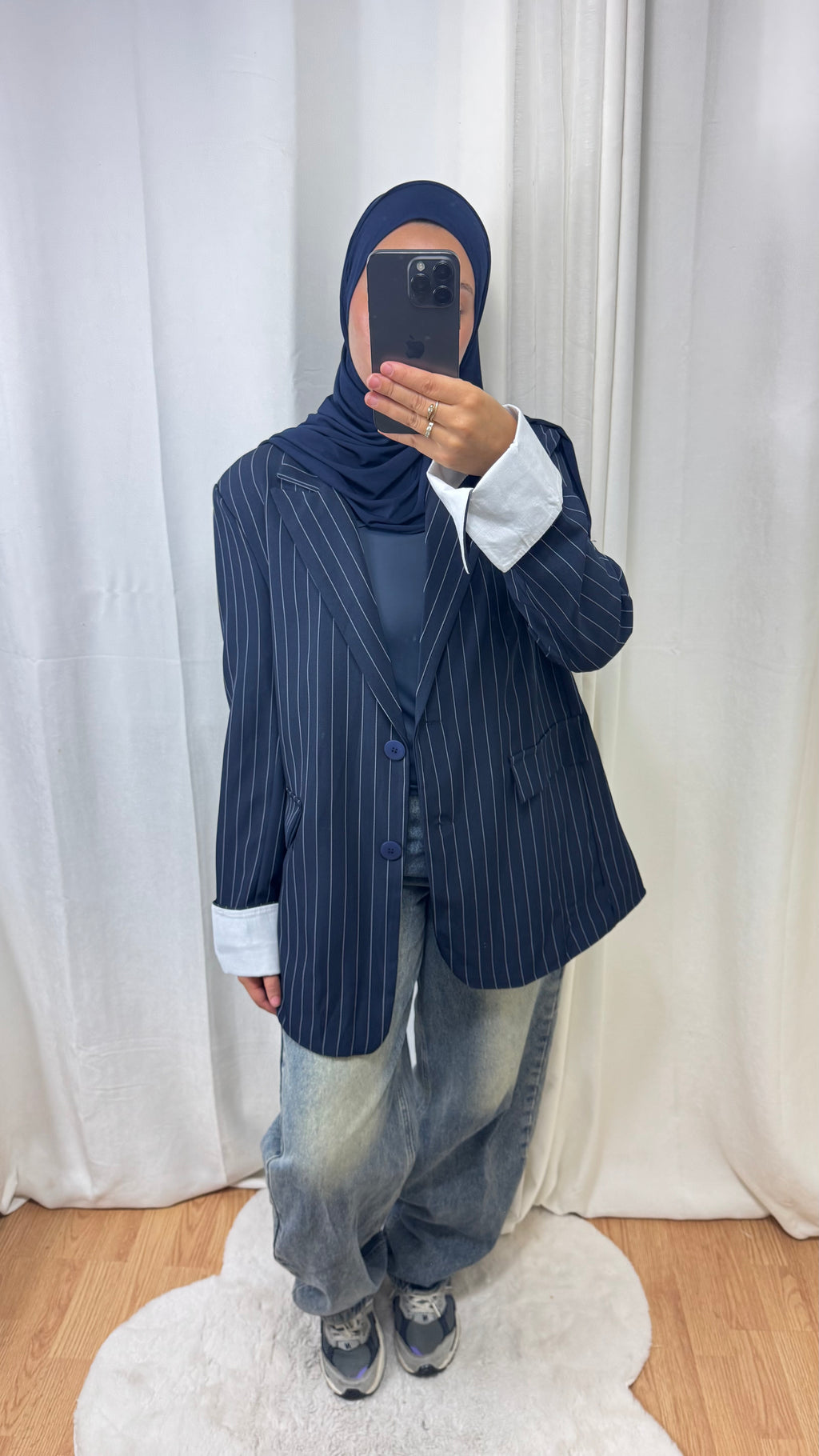 BLAZER À RAYURE - BLEU MARINE