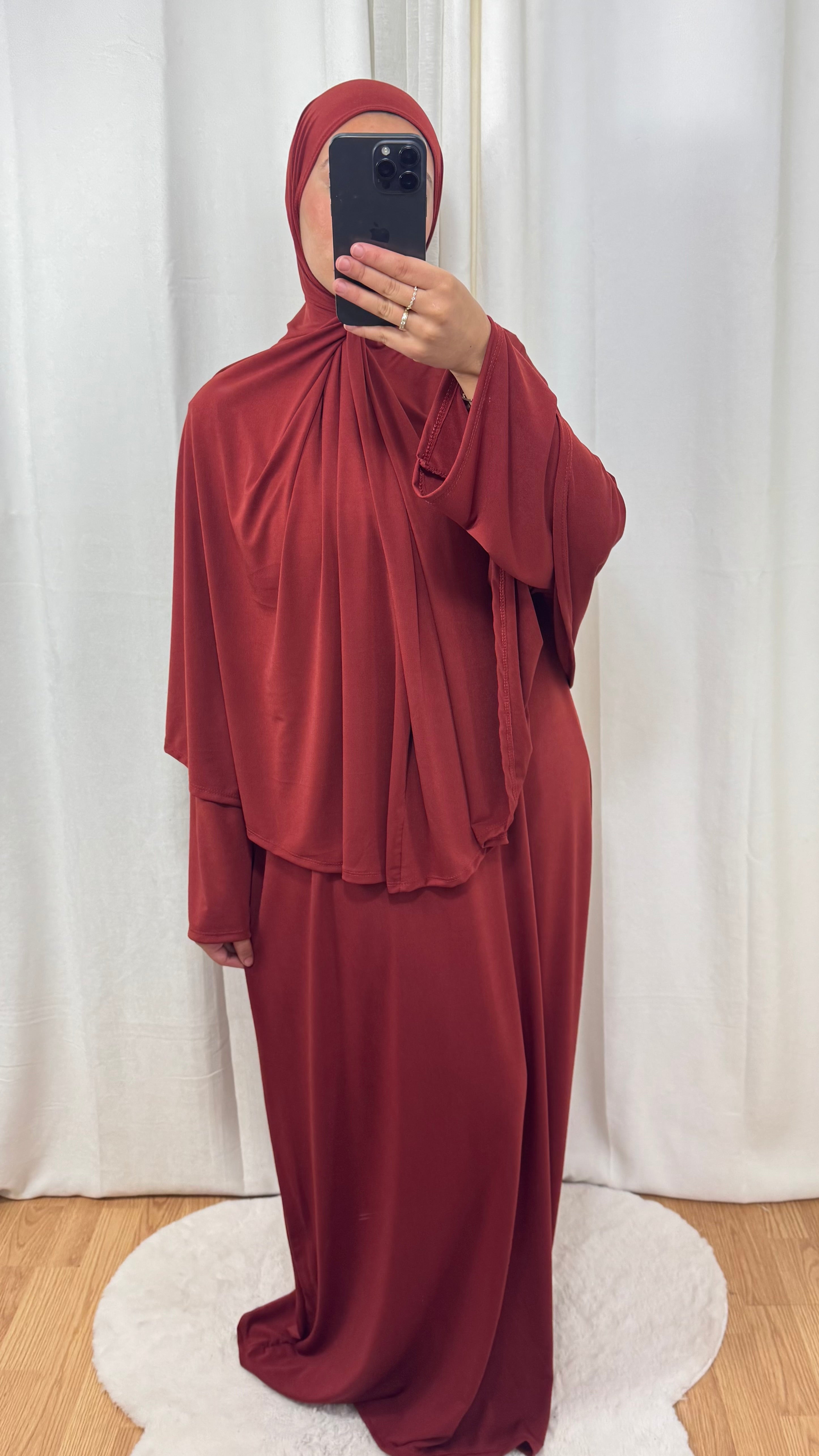 SET ABAYA KHIMAR JERSEY PREMIUM DE LUXE - TERRACOTTA