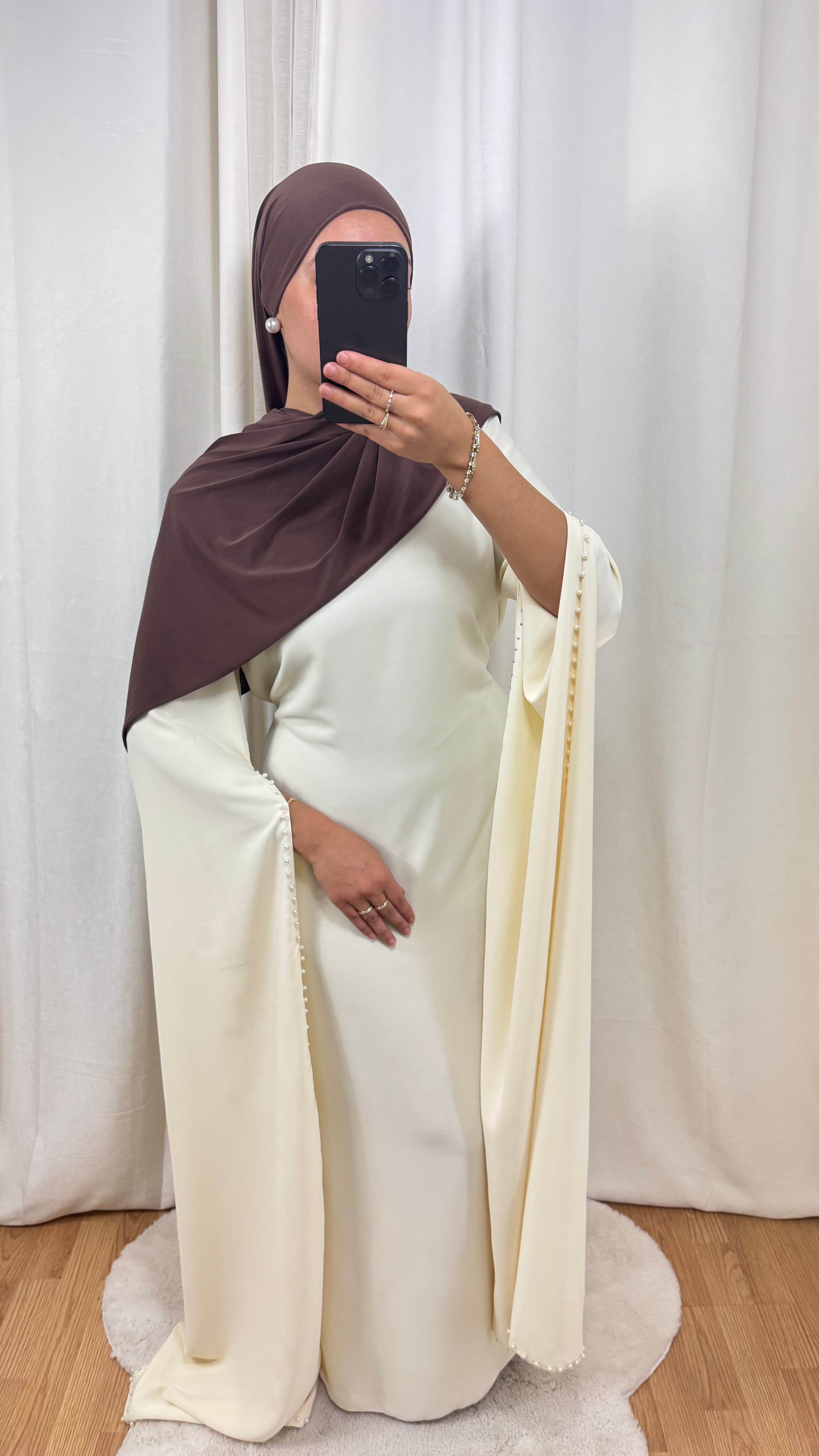 ABAYA PERLES - ÉCRU