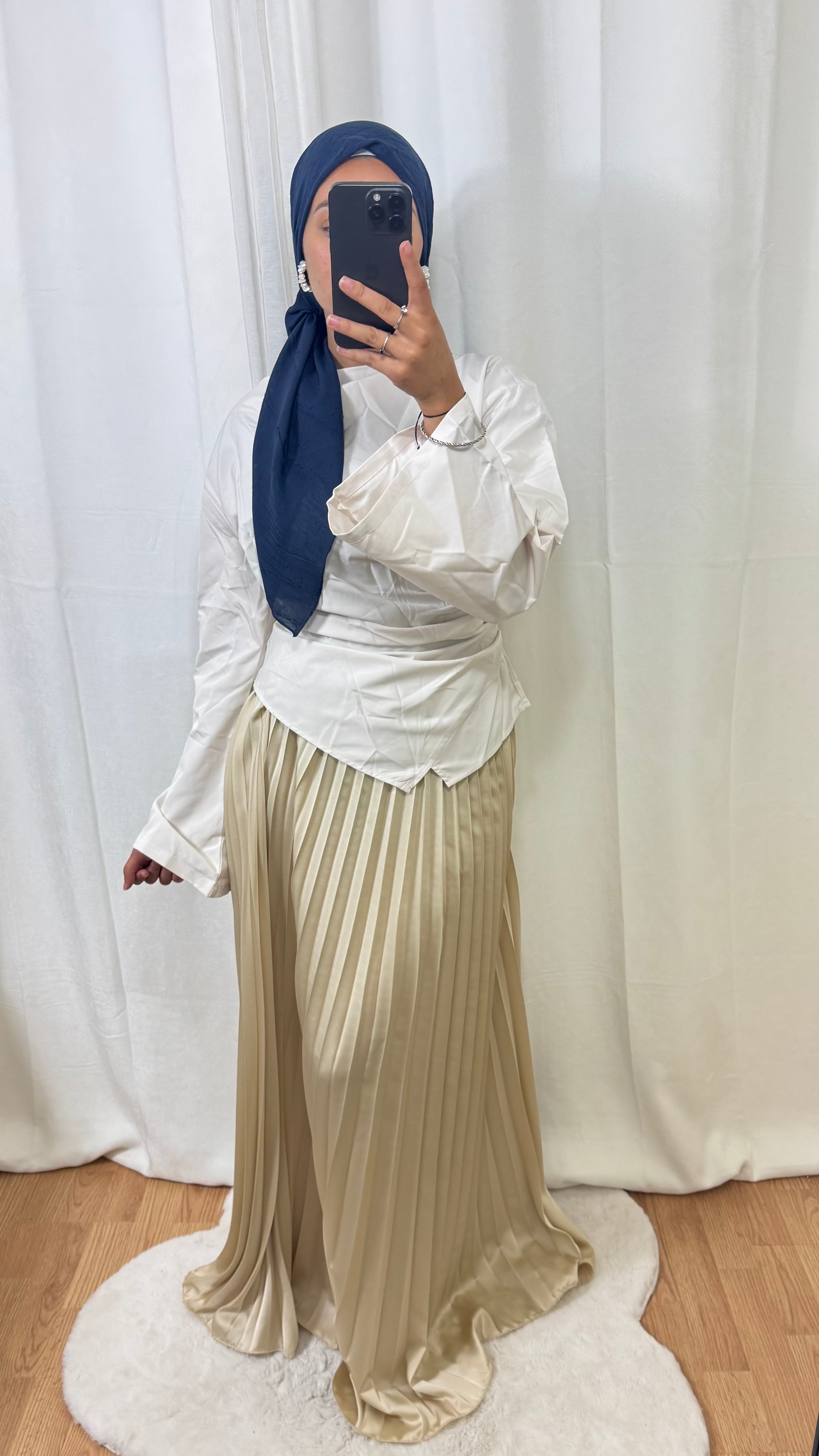 JUPE PLISSÉE SATINÉE LAYAA - BEIGE