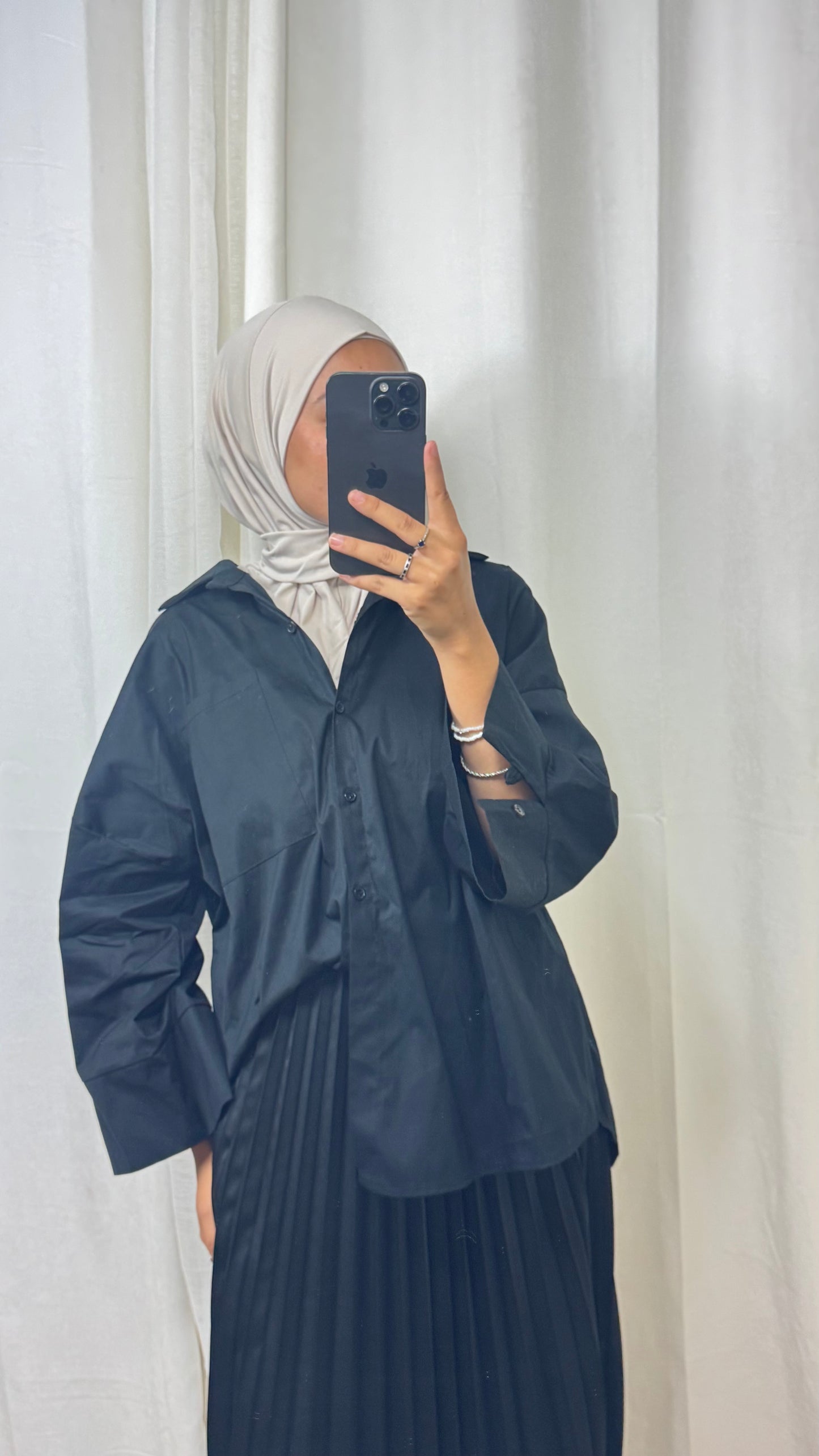 HIJAB À ENFILER JERSEY PREMIUM BOUTON PRESSION - BEIGE