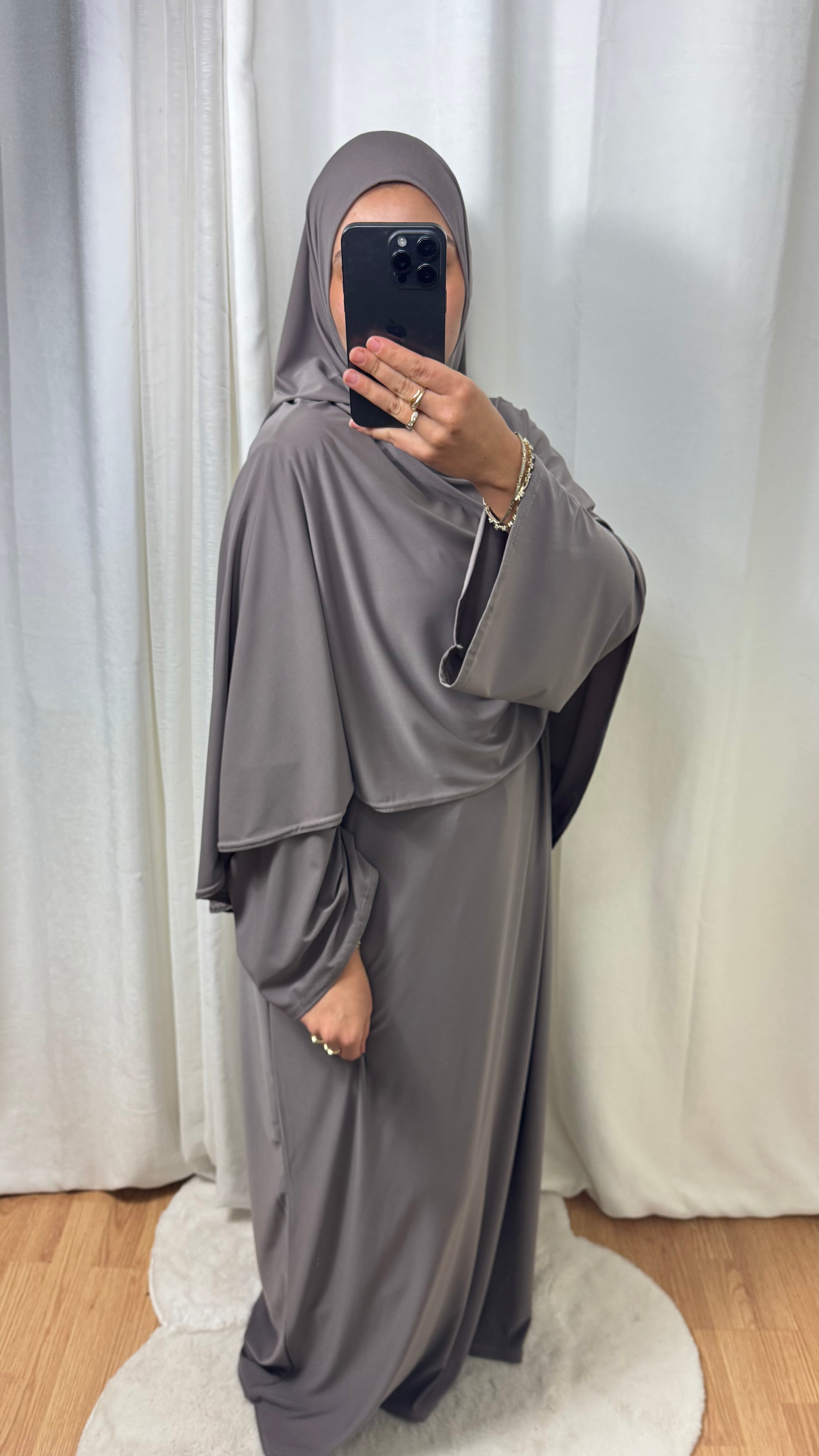 SET ABAYA KHIMAR JERSEY PREMIUM DE LUXE - TAUPE