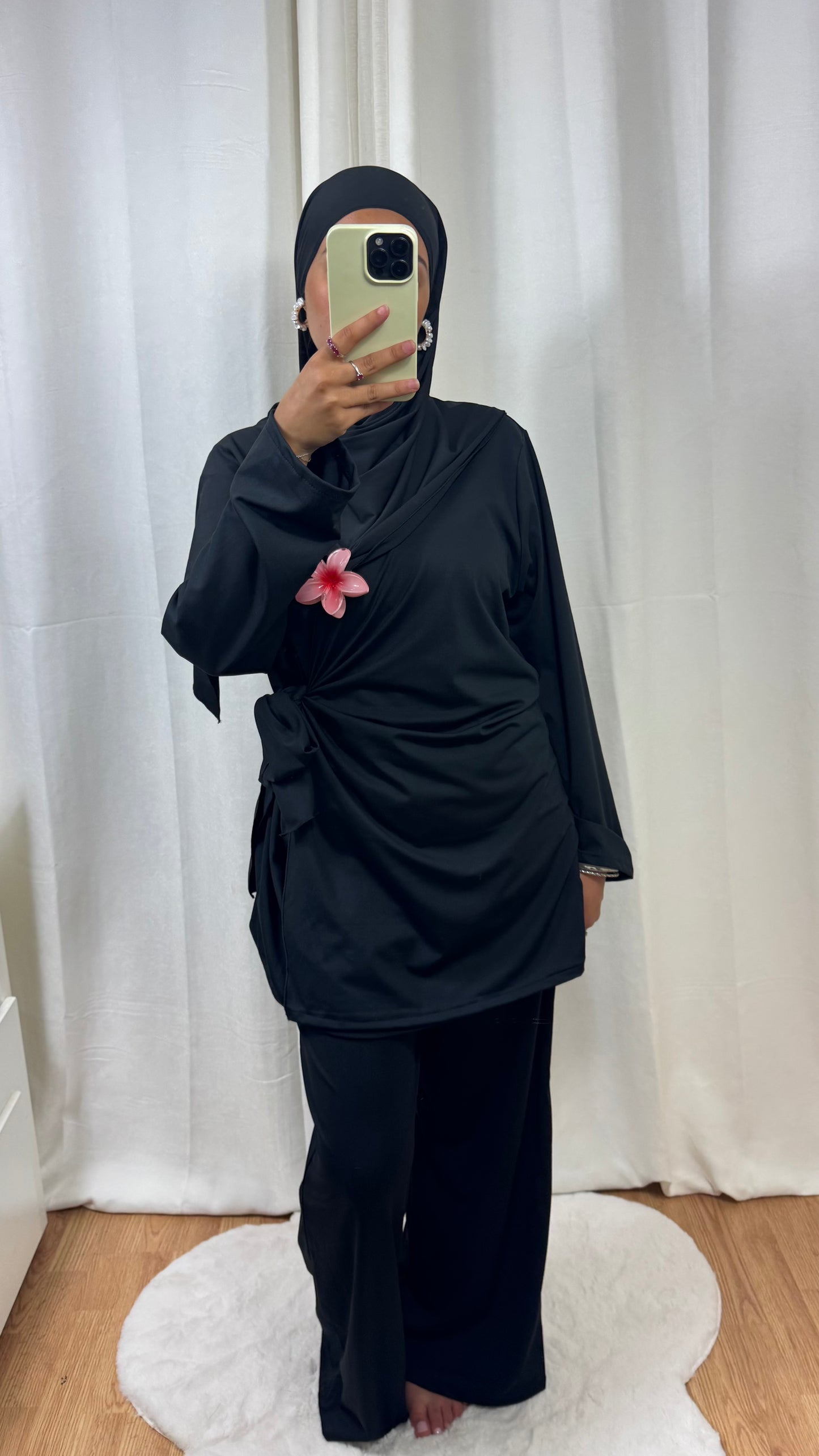 BURKINI À NOUER + HIJAB - NOIR
