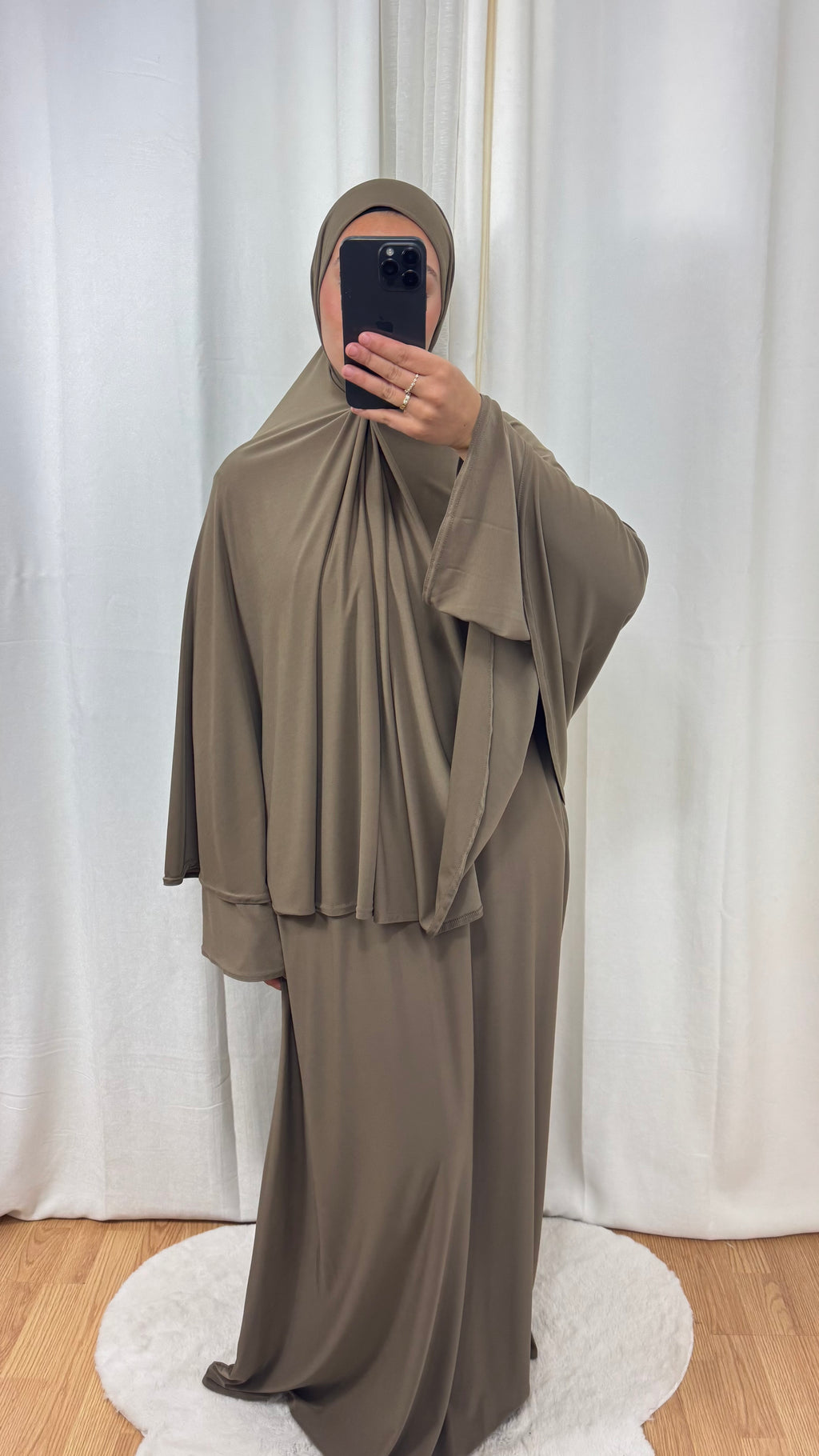 SET ABAYA KHIMAR JERSEY PREMIUM DE LUXE - CACHEMIR