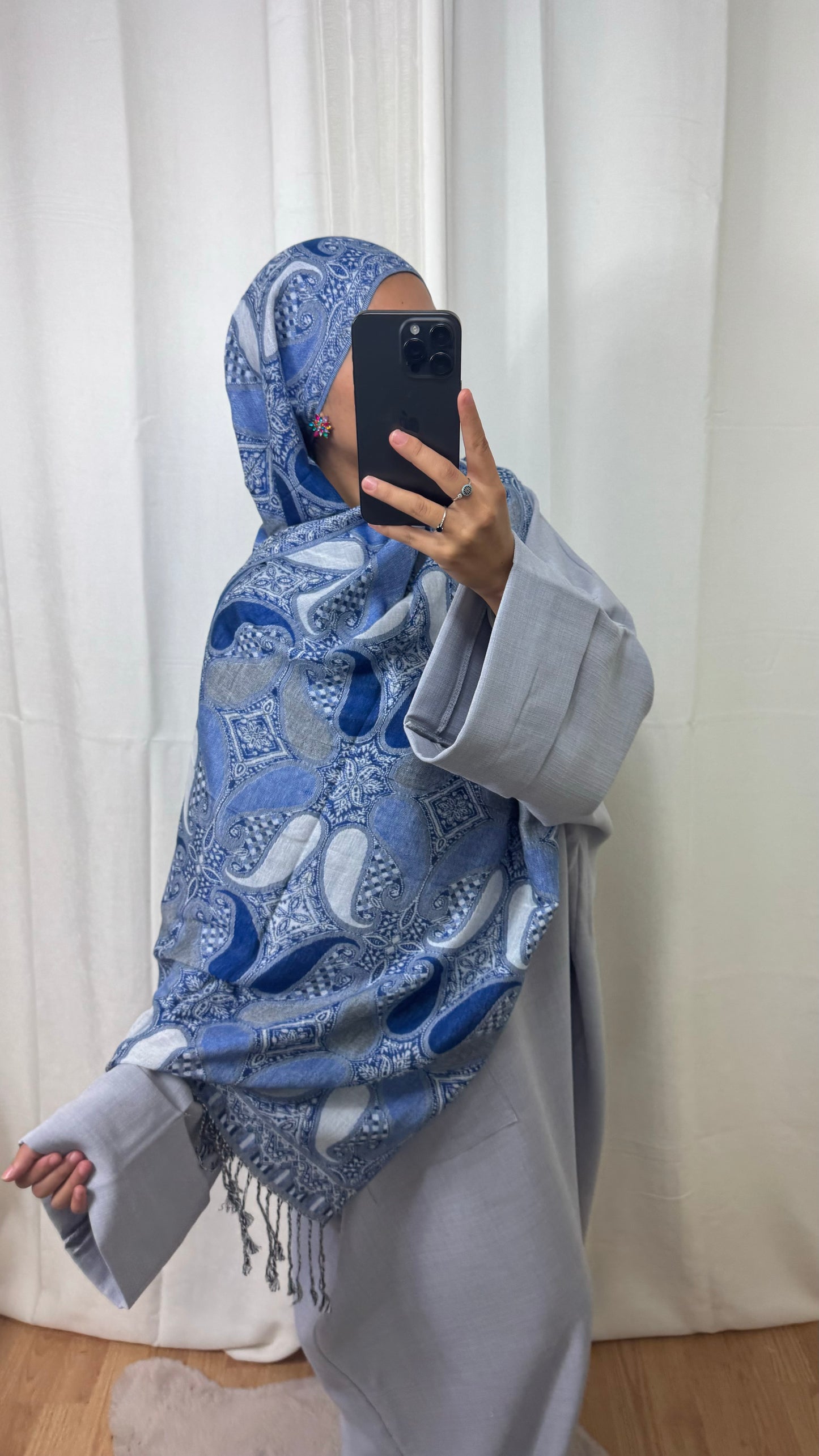 PASHMINA - ZYNAYA - BLEU GRIS