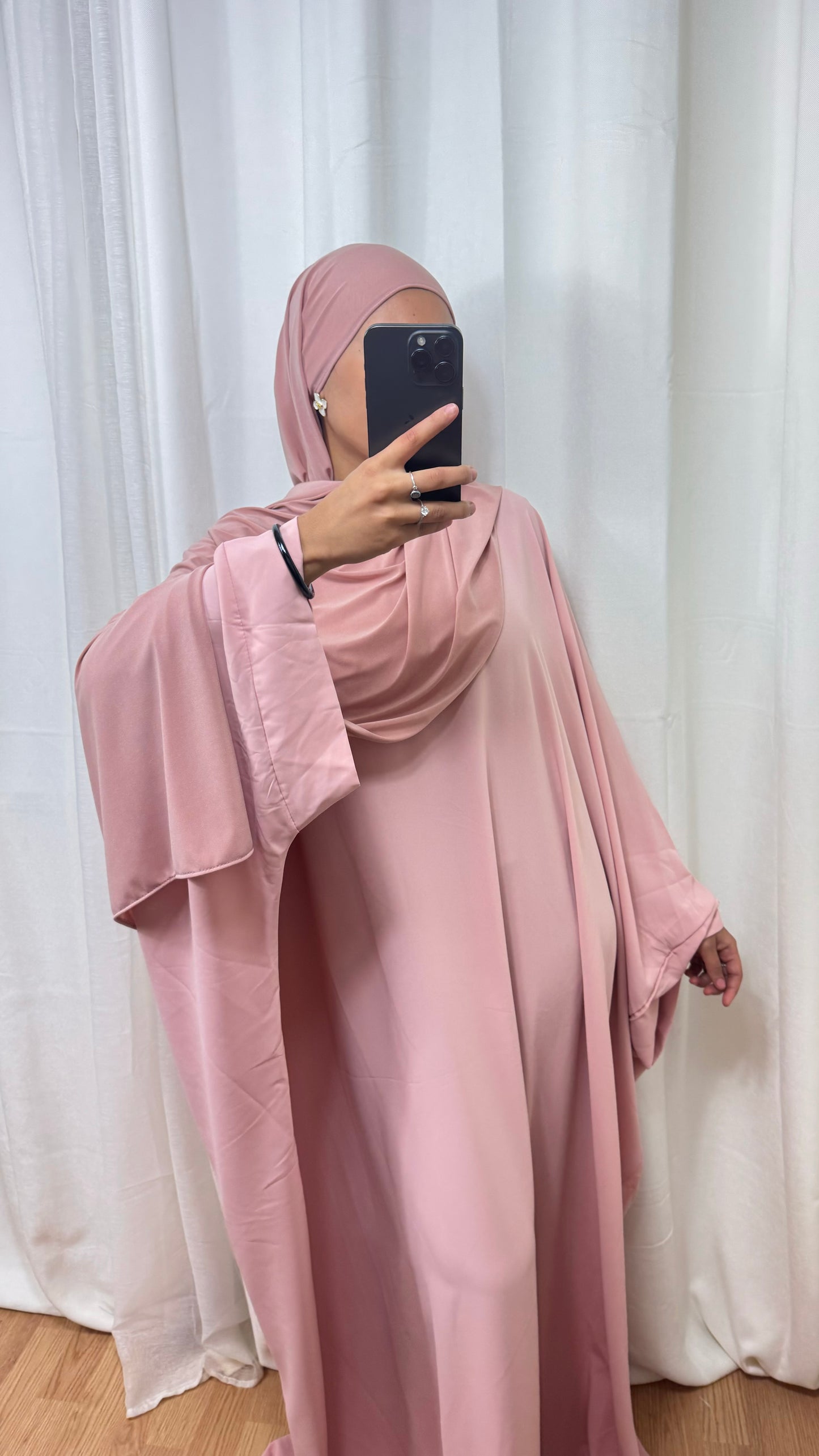 ABAYA SAOUDIENNE ELEGANCE - ROSE SAUMON