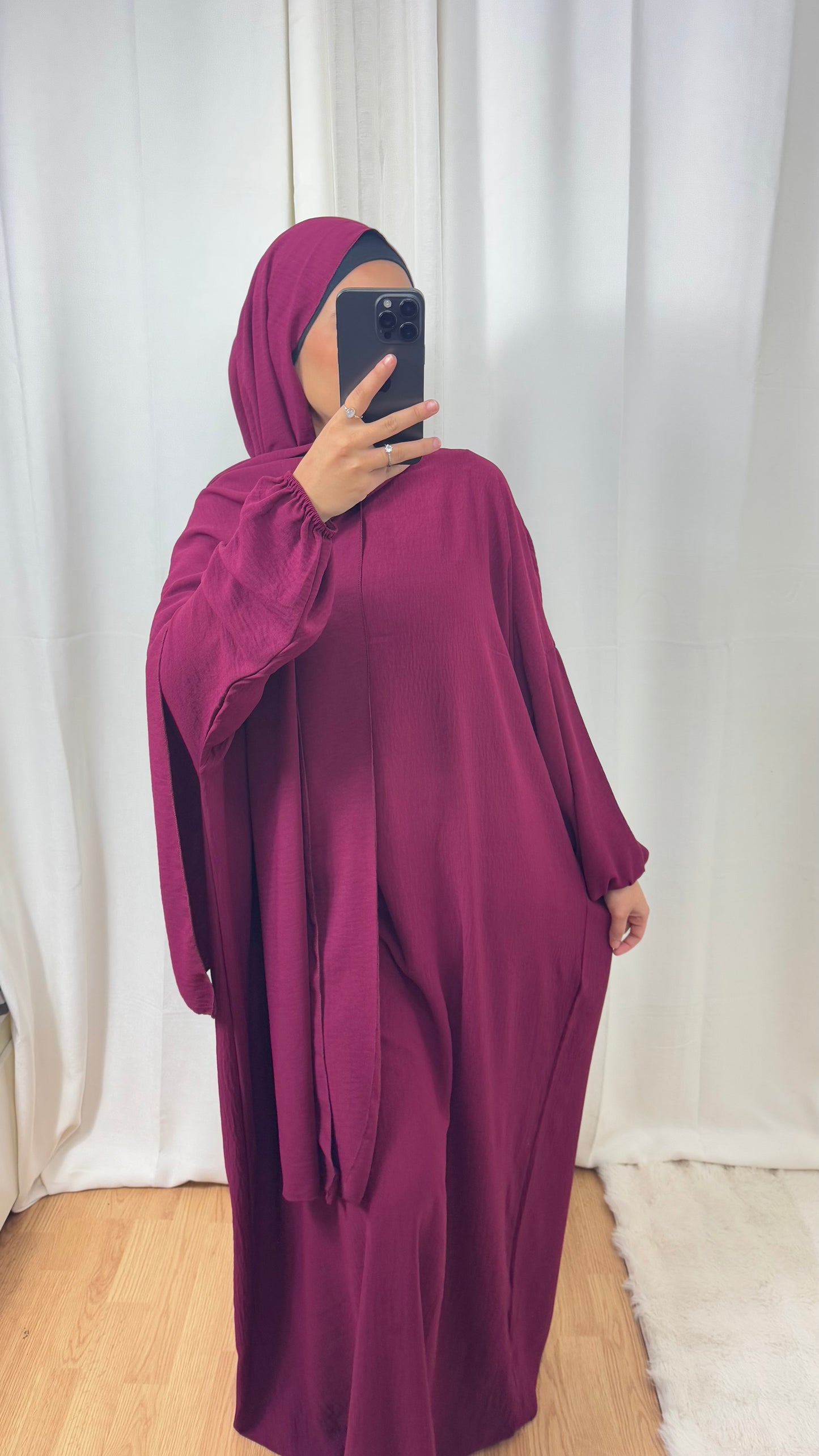 ABAYA VOILE INTÉGRÉ JAZZ - ROSE FONCÉ