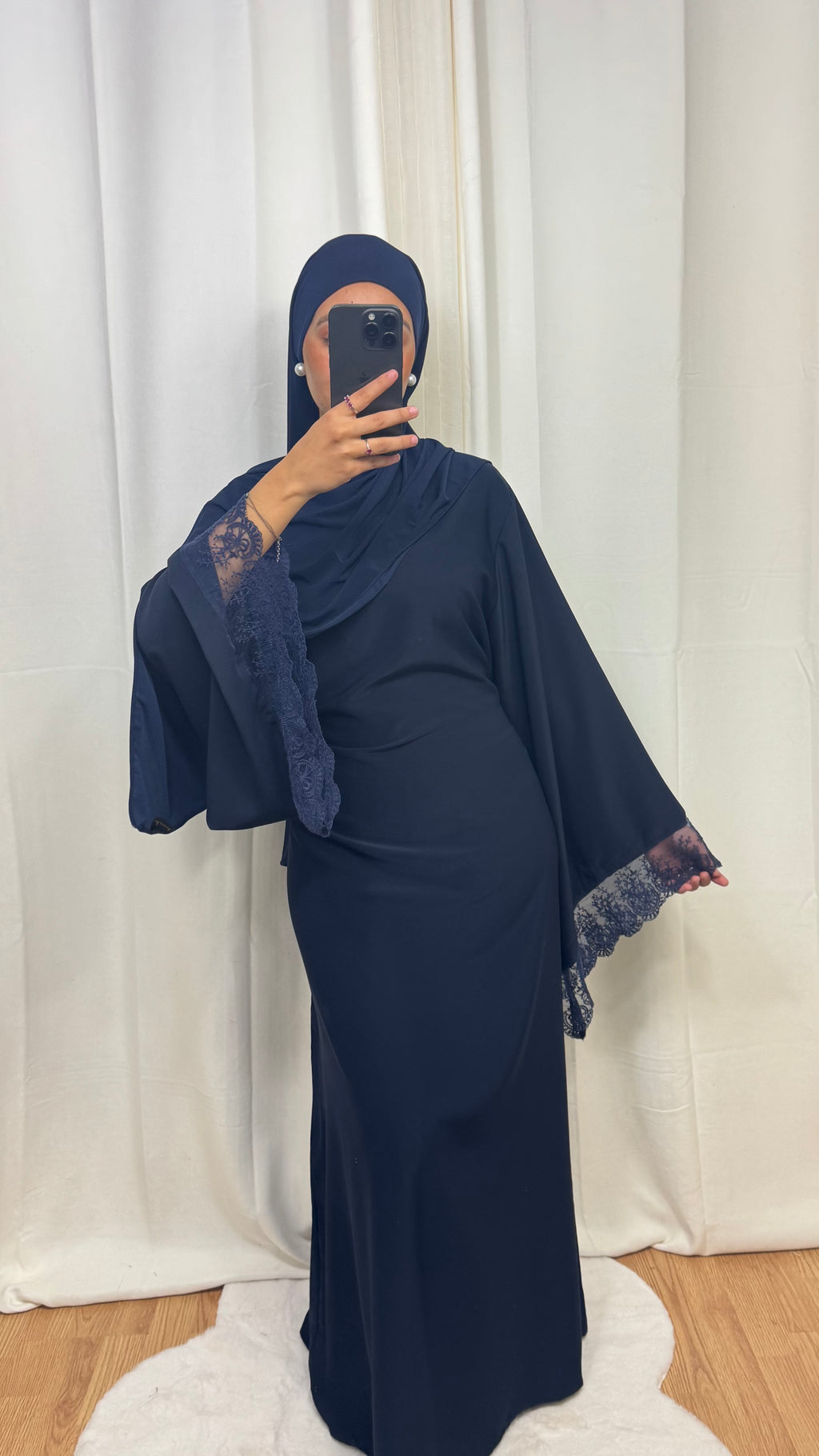 ABAYA DENTELLE - BLEU MARINE