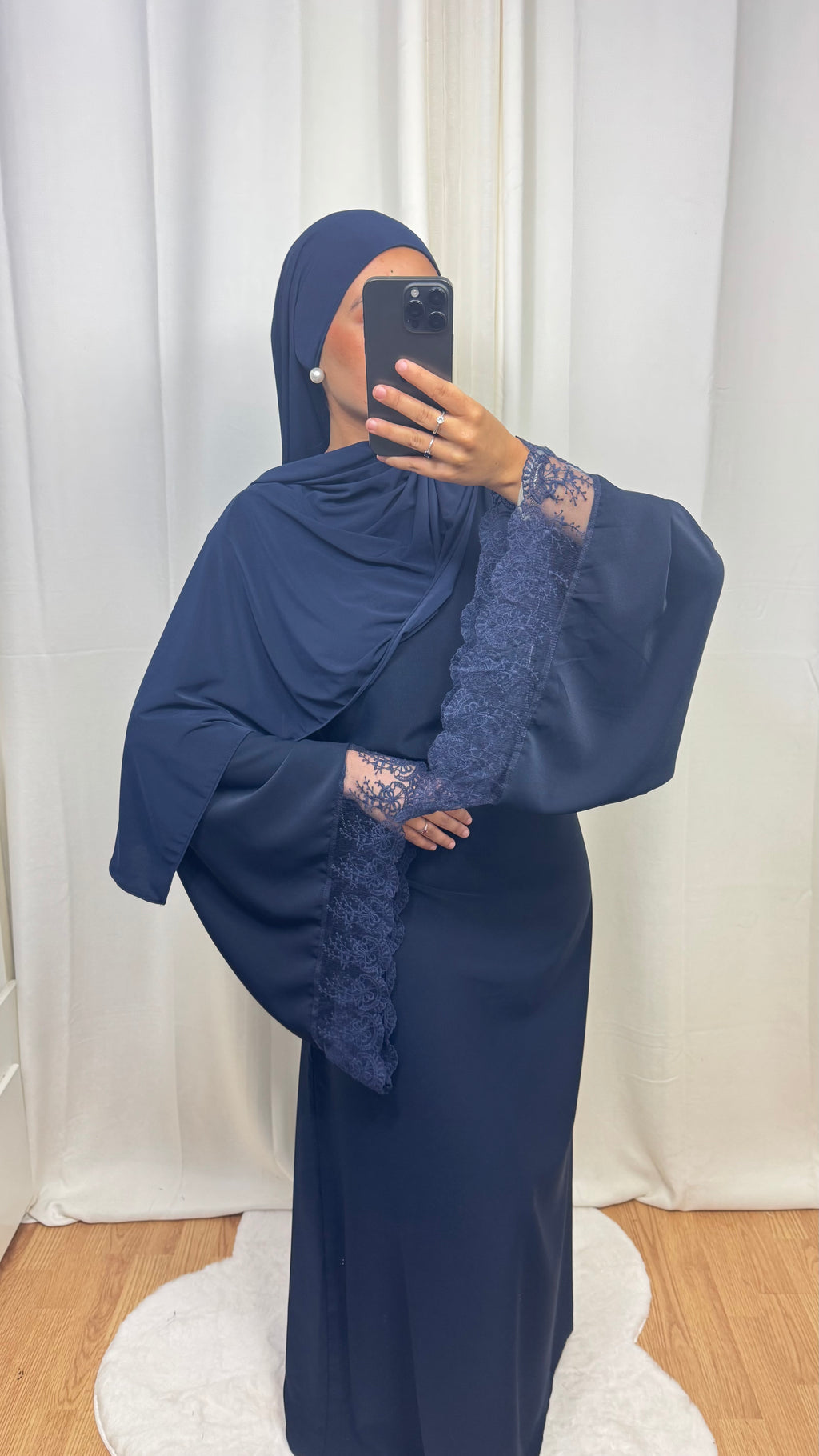 ABAYA DENTELLE - BLEU MARINE