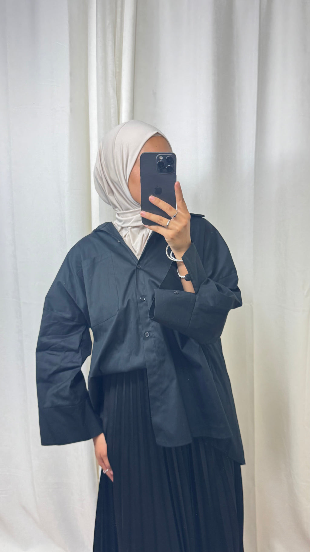 HIJAB À ENFILER JERSEY PREMIUM BOUTON PRESSION - BEIGE