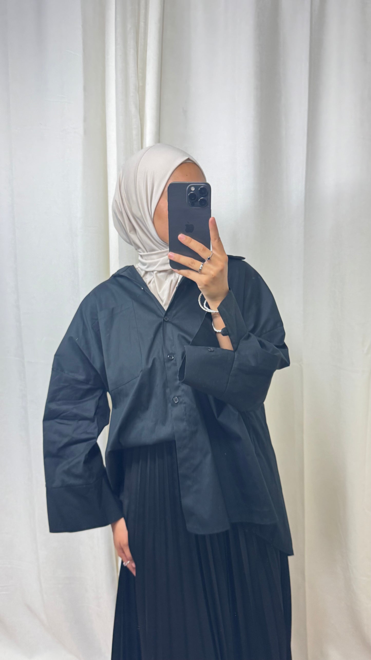 HIJAB À ENFILER JERSEY PREMIUM BOUTON PRESSION - BEIGE