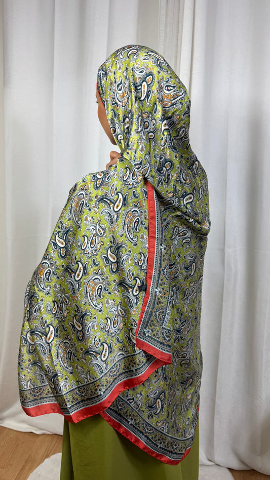 HIJAB RECTANGLE DE SOIE - VERT