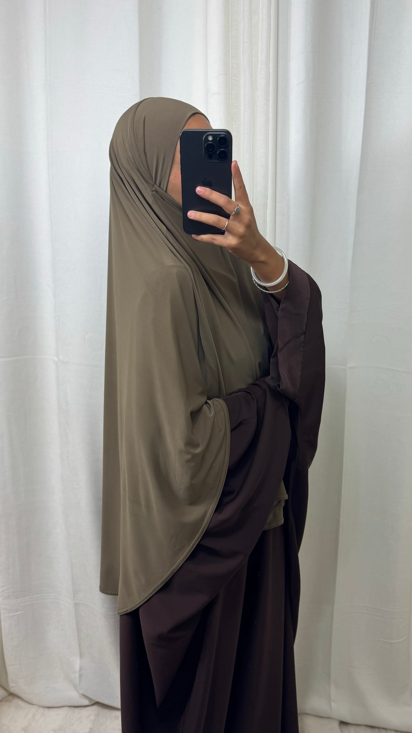 KHIMAR JERSEY MI LONG - TAUPE