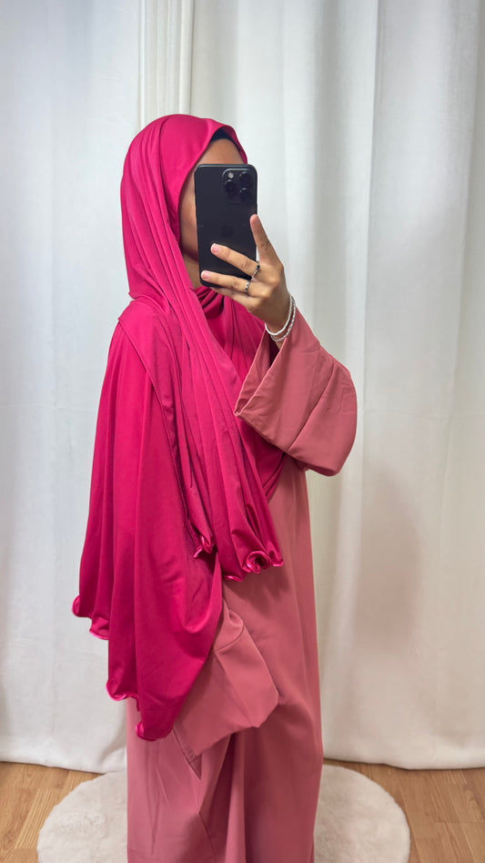 JERSEY PREMIUM BOUCLE SATIN - ROSE FUSHIA