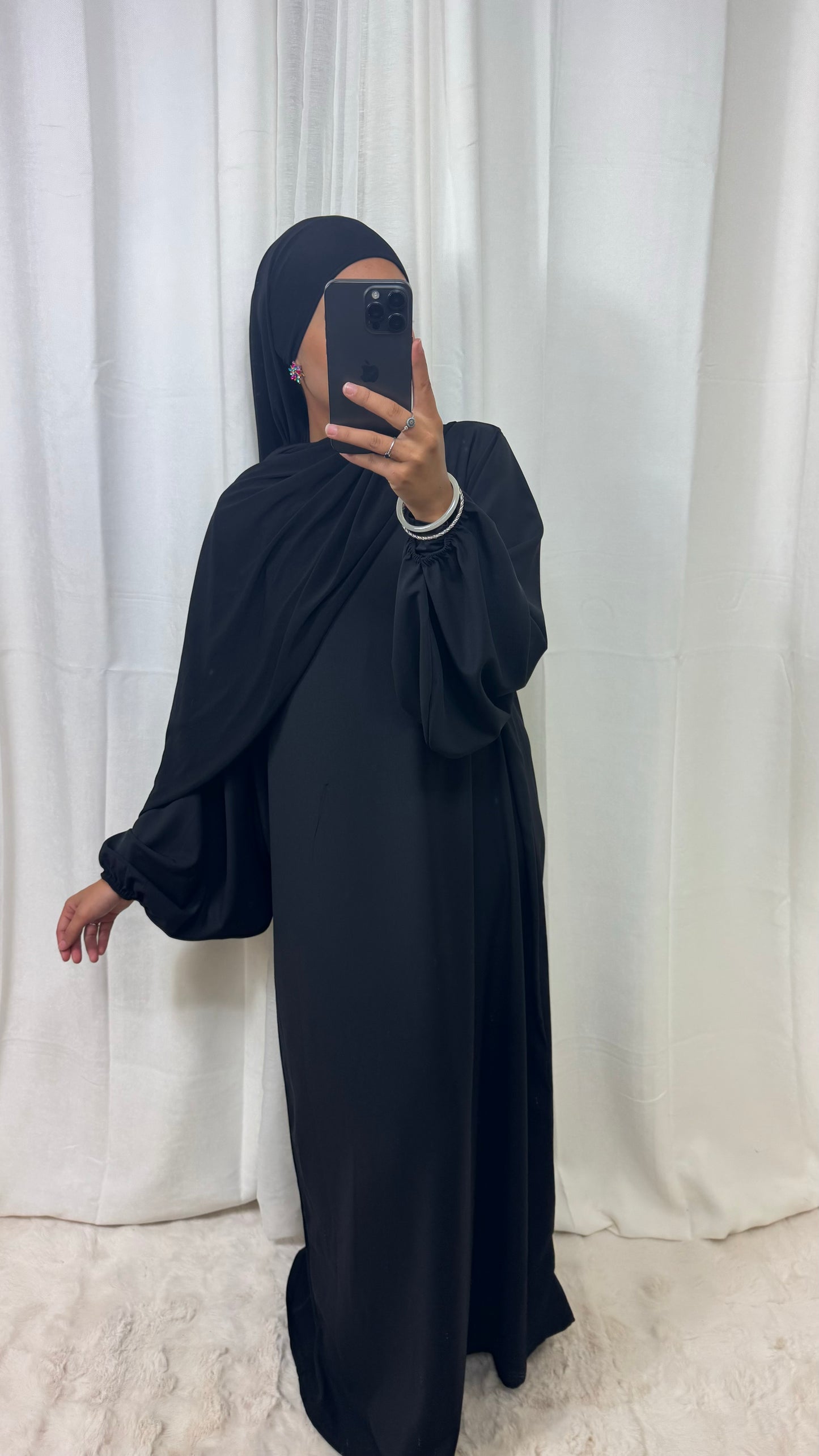 ABAYA MANCHE BALLON - NOIR