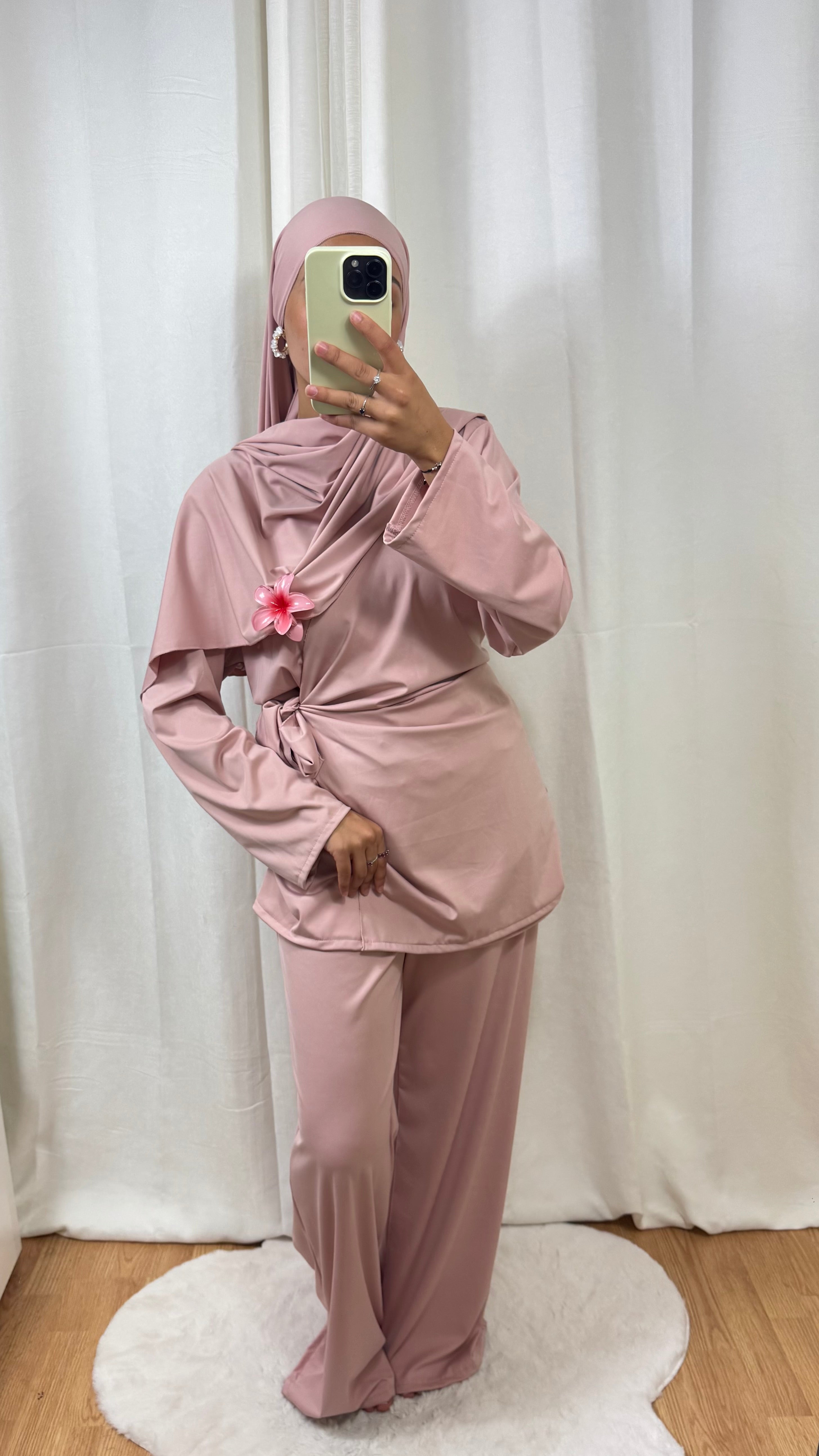 BURKINI À NOUER + HIJAB - ROSE