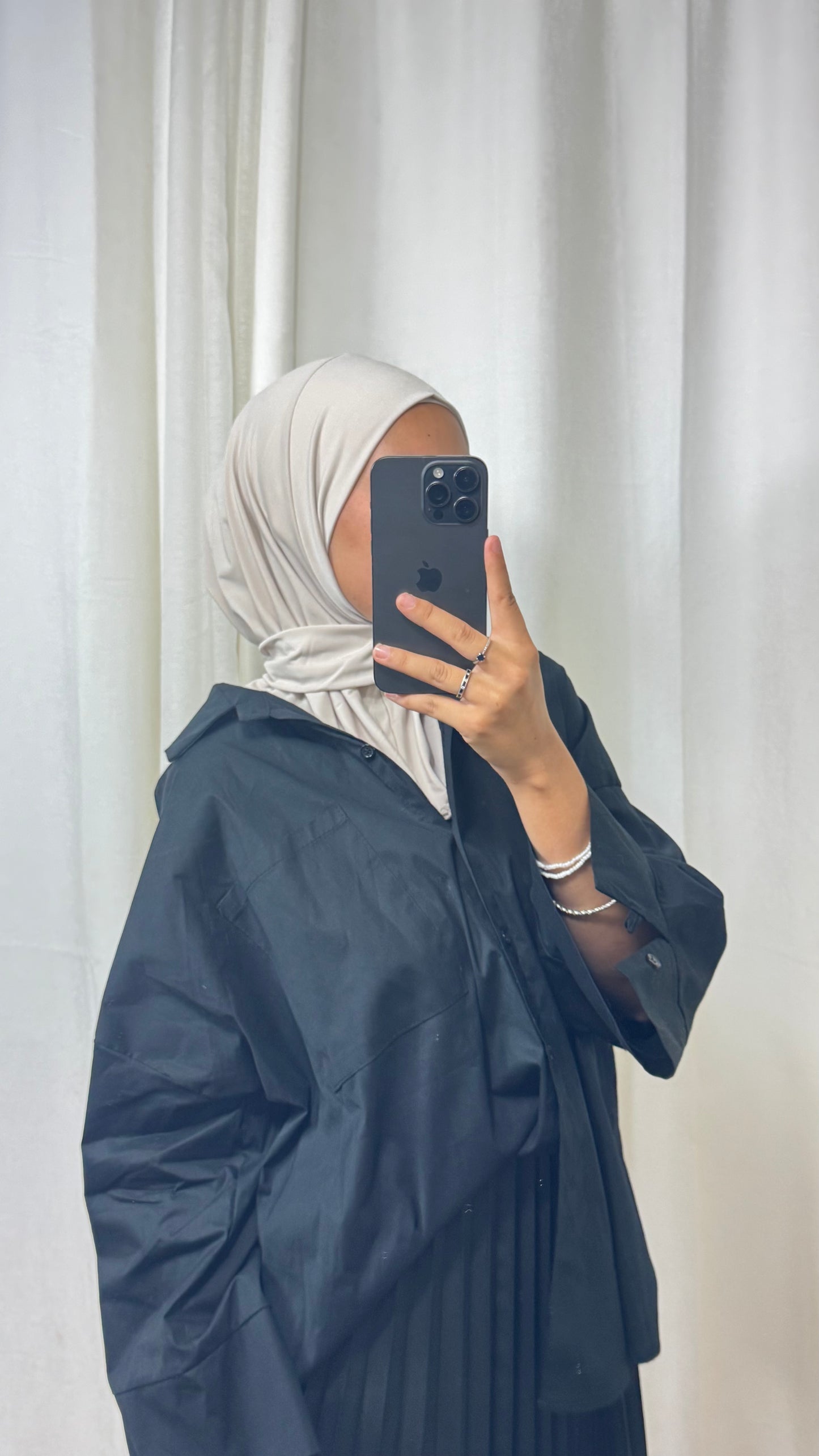 HIJAB À ENFILER JERSEY PREMIUM BOUTON PRESSION - BEIGE