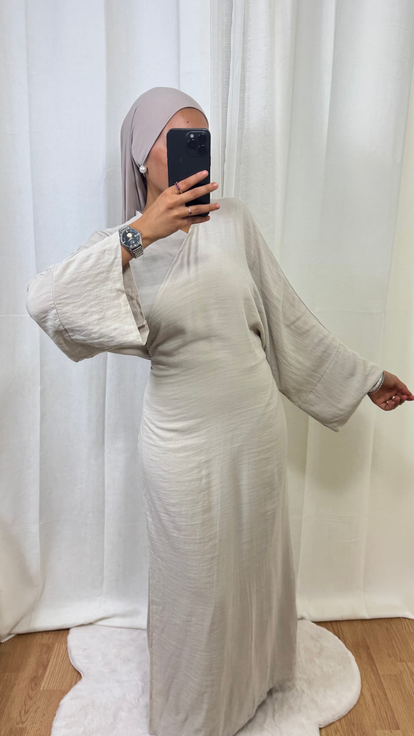 CACHE COEUR EFFET LIN - BEIGE
