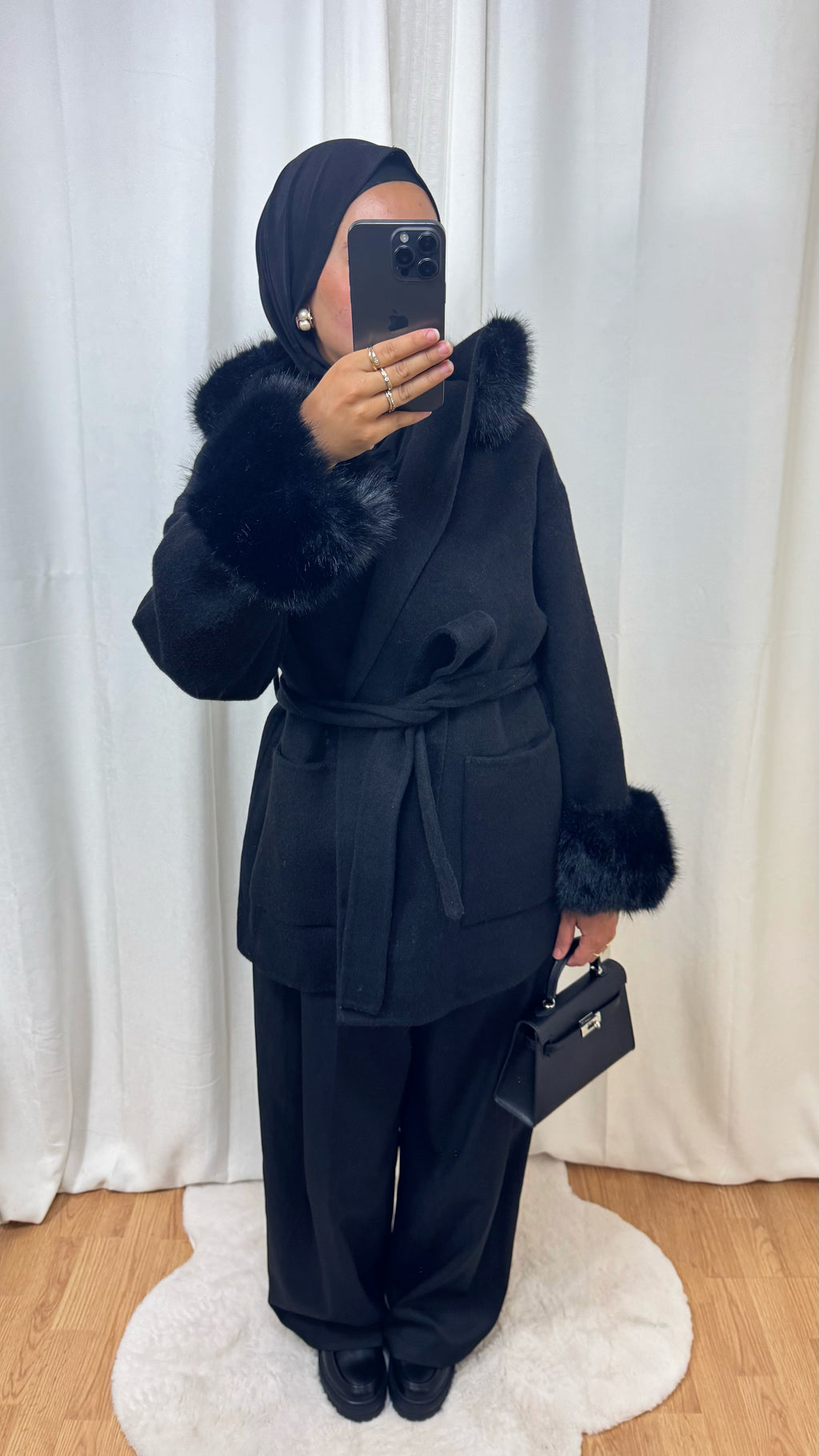 MANTEAU EN LAINE - NOIR