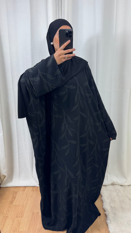 ABAYA FLORA - NOIR