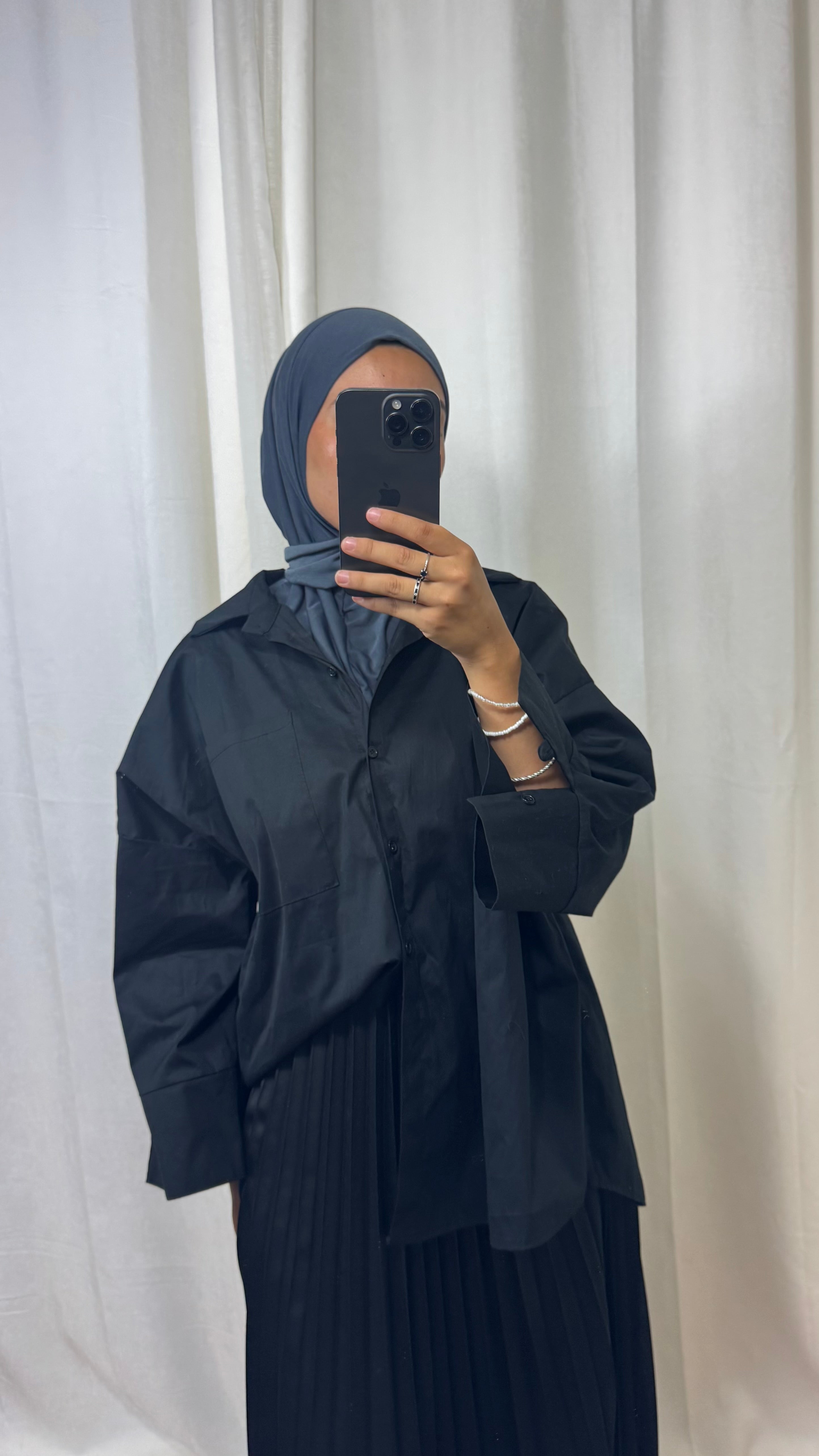 HIJAB À ENFILER JERSEY PREMIUM BOUTON PRESSION - GRIS ANTHRACITE