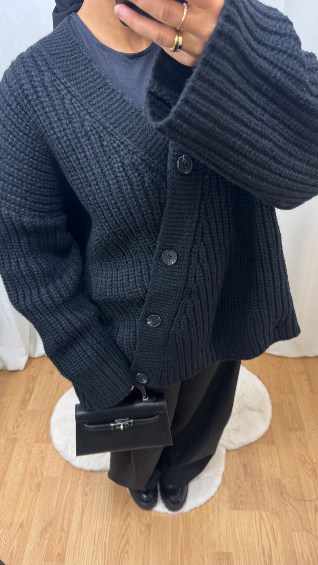 CARDIGAN CŒUR - NOIR