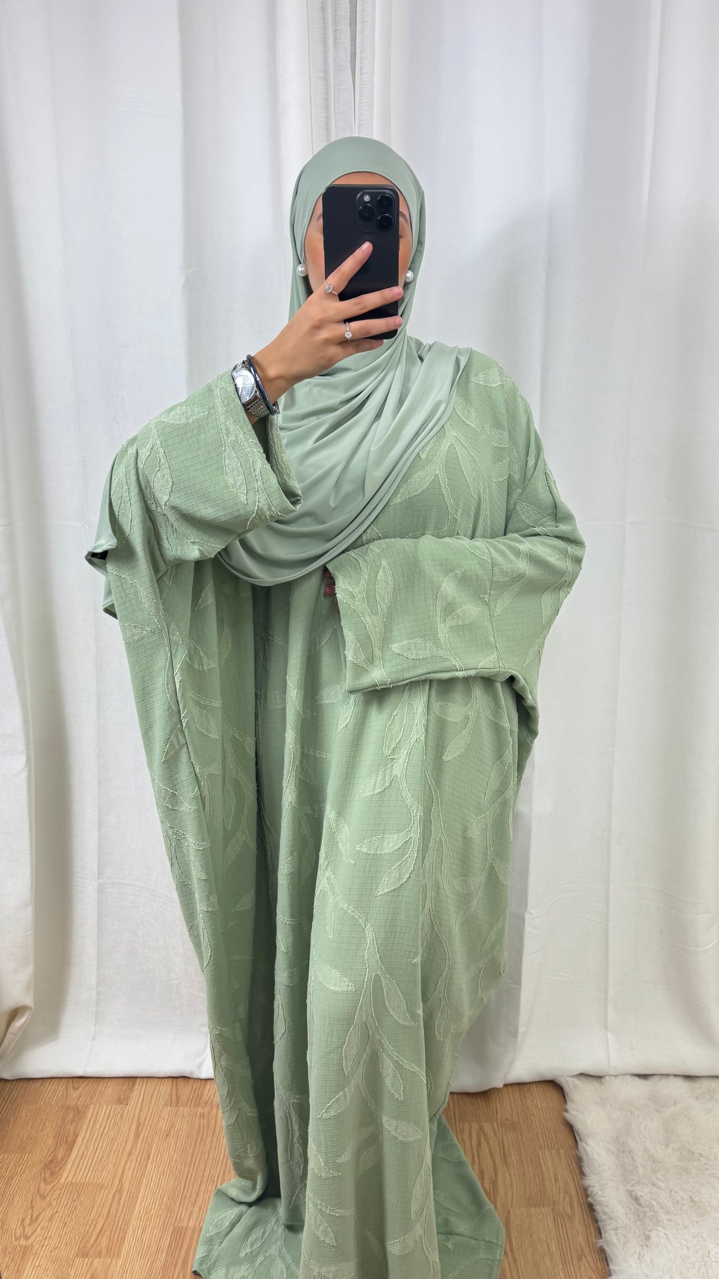 ABAYA FLORA - VERT D’EAU