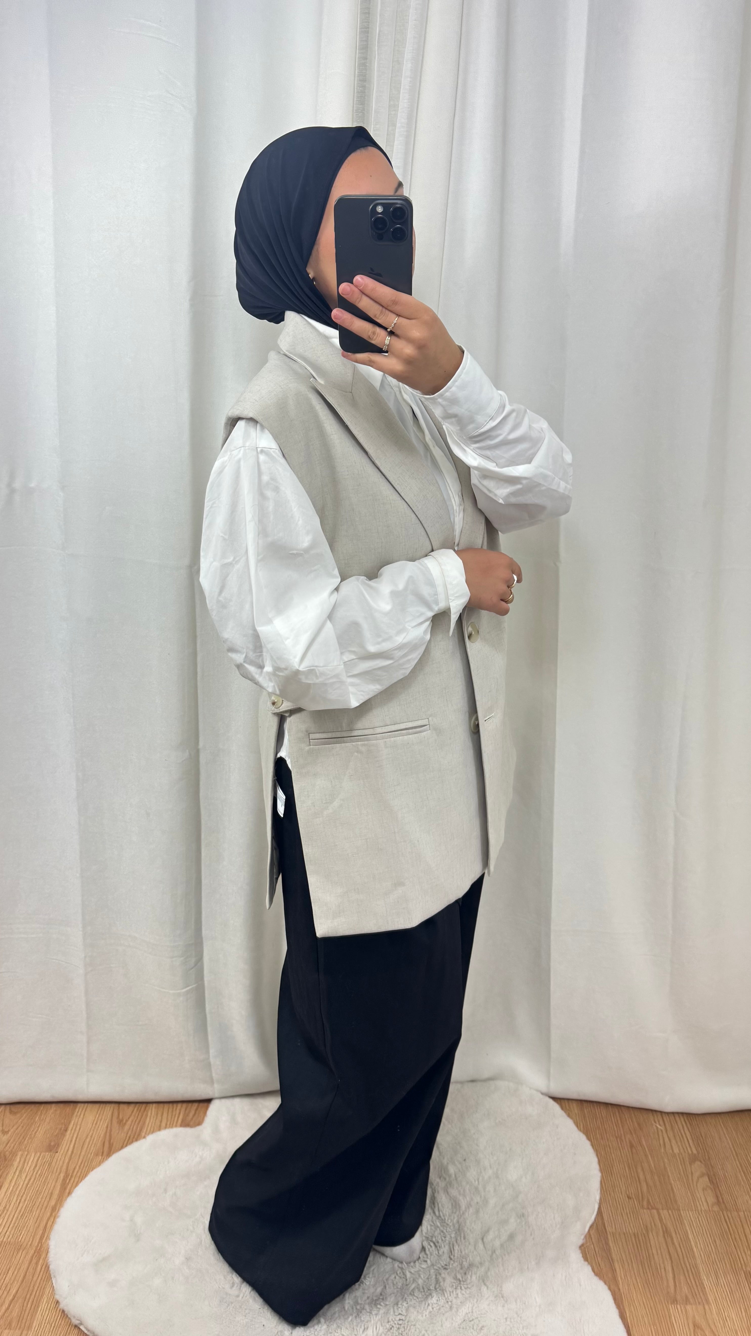 BLAZER SANS MANCHE - BEIGE